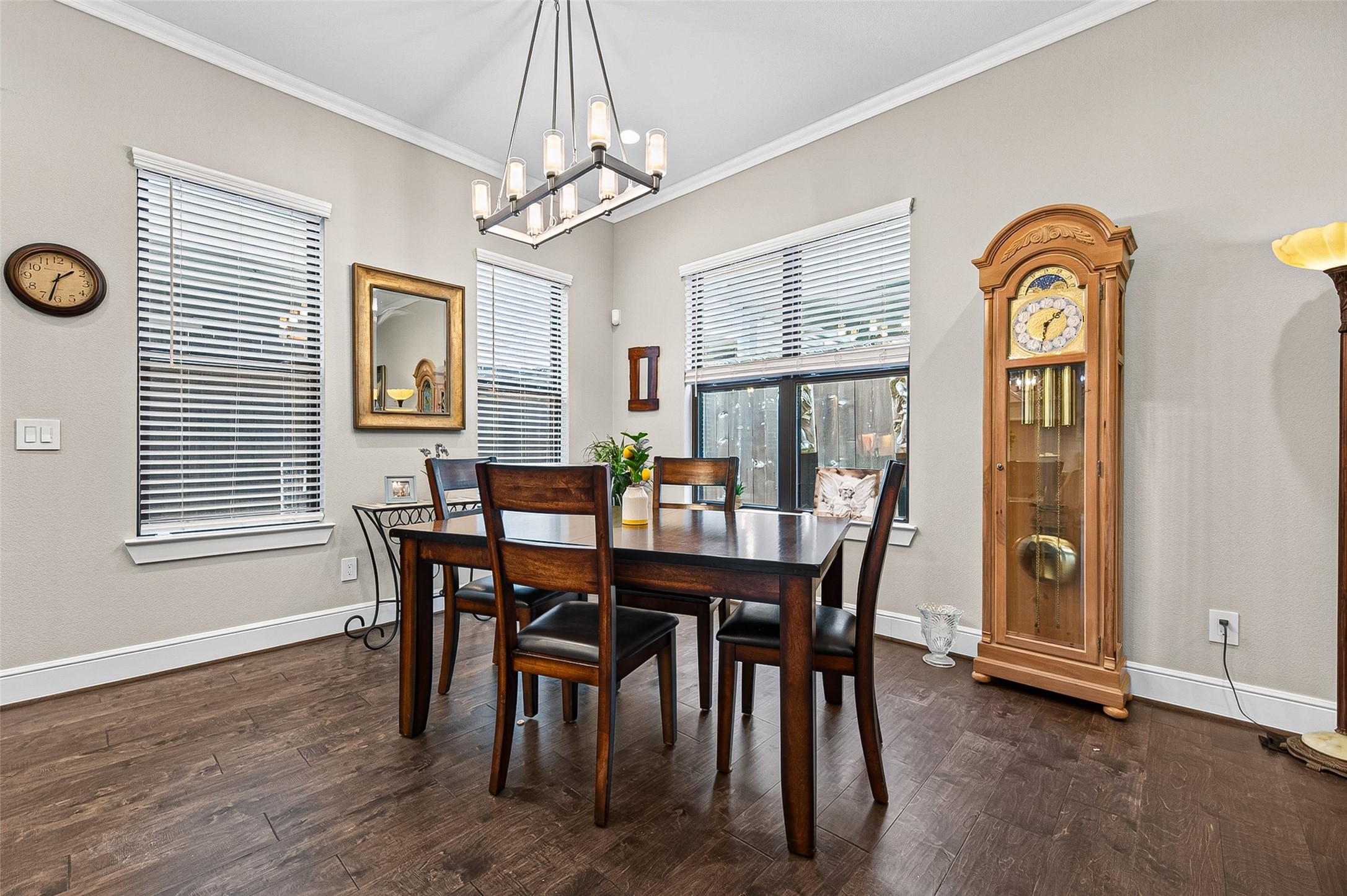 Perfect location for dining nestled between the kitchen and living spaces.  There's room to have a larger table, if needed.