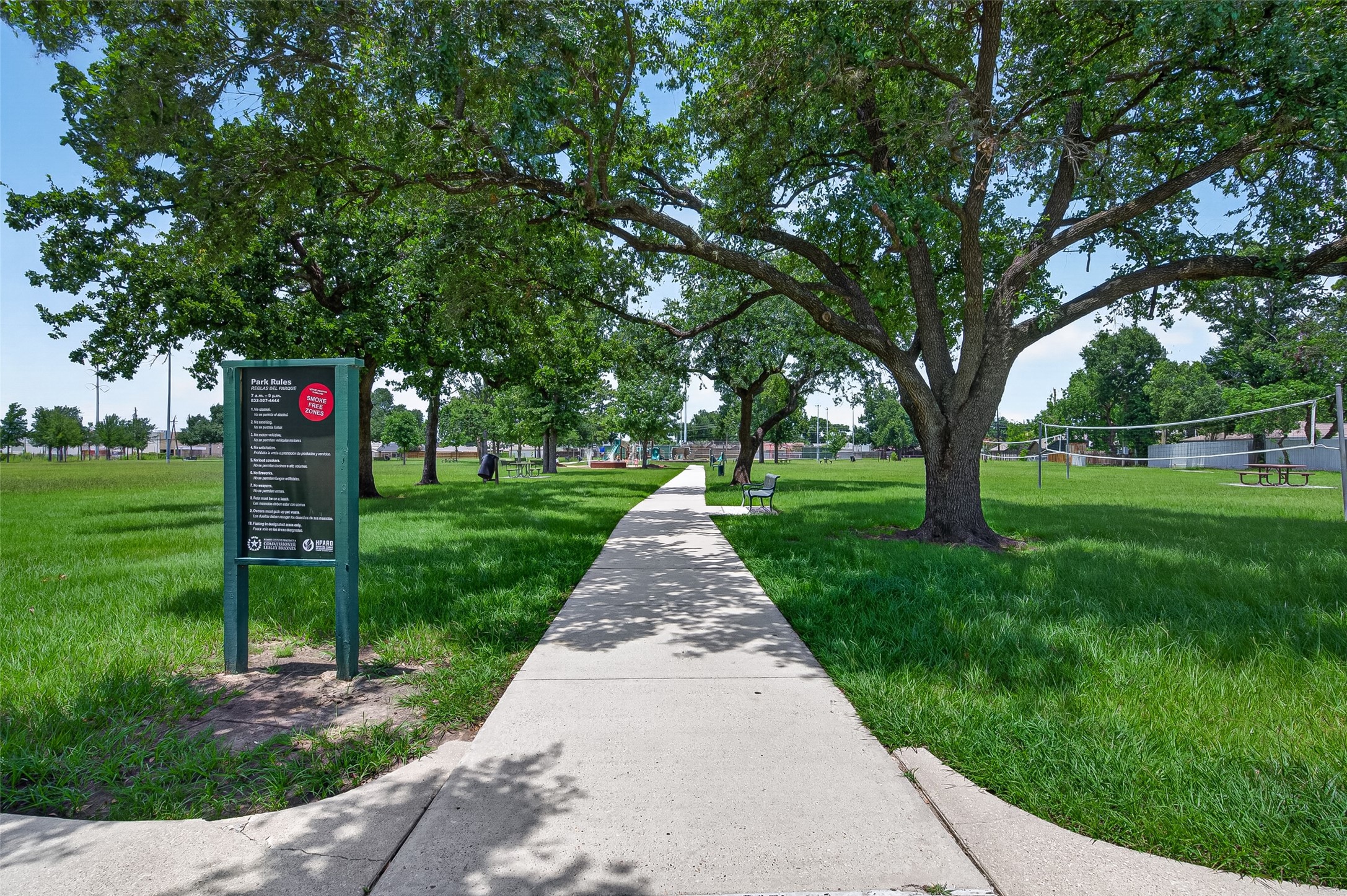 Jaycee Park is in walking distance from 3508 Harvest Dance Dr. down Seamist Dr. This park is a community magnet for outdoor fun with Pickle Ball, Basketball and Picnics.  The "water feature" is perfect for hot days. There's a Kid's Playground area with a Swing Set!