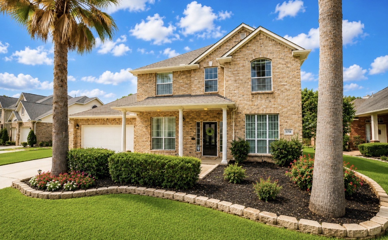 Timeless curb appeal sets the tone for what awaits inside. Framed by a charming brick front porch with columns and inviting architectural details, this well-kept home is located in Lakes of Pine Forest, a community known for its scenic lakes, walking trails, and neighborhood amenities.