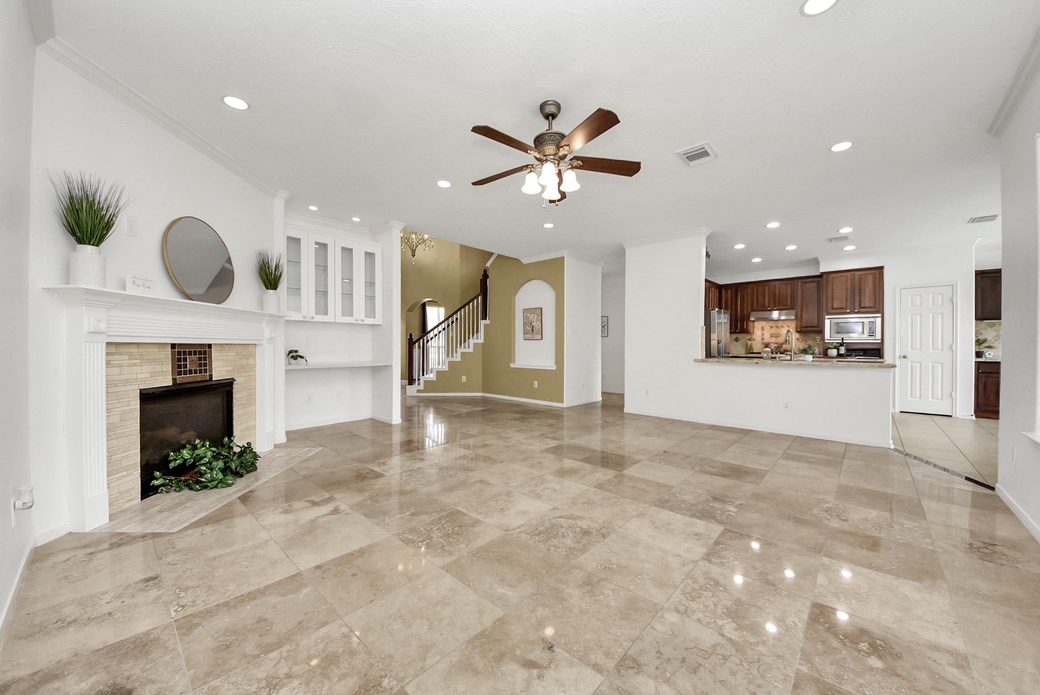 The open flow between the living room and kitchen creates an easy, connected layout.