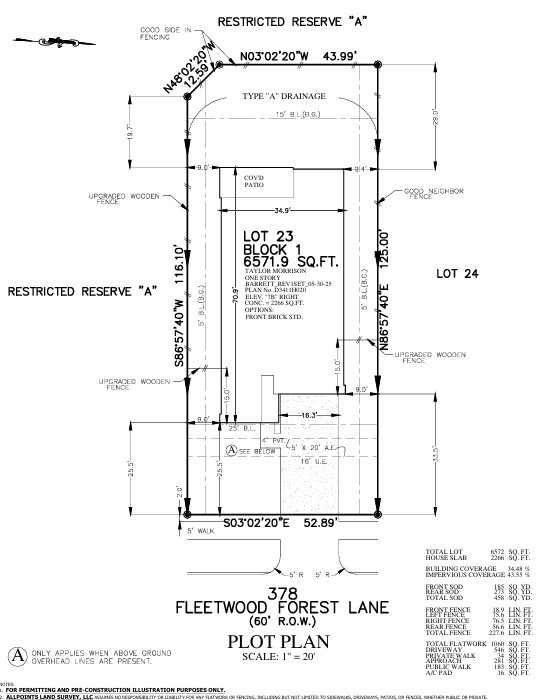 378 Fleetwood Forest Lane Preliminary Plot Plan