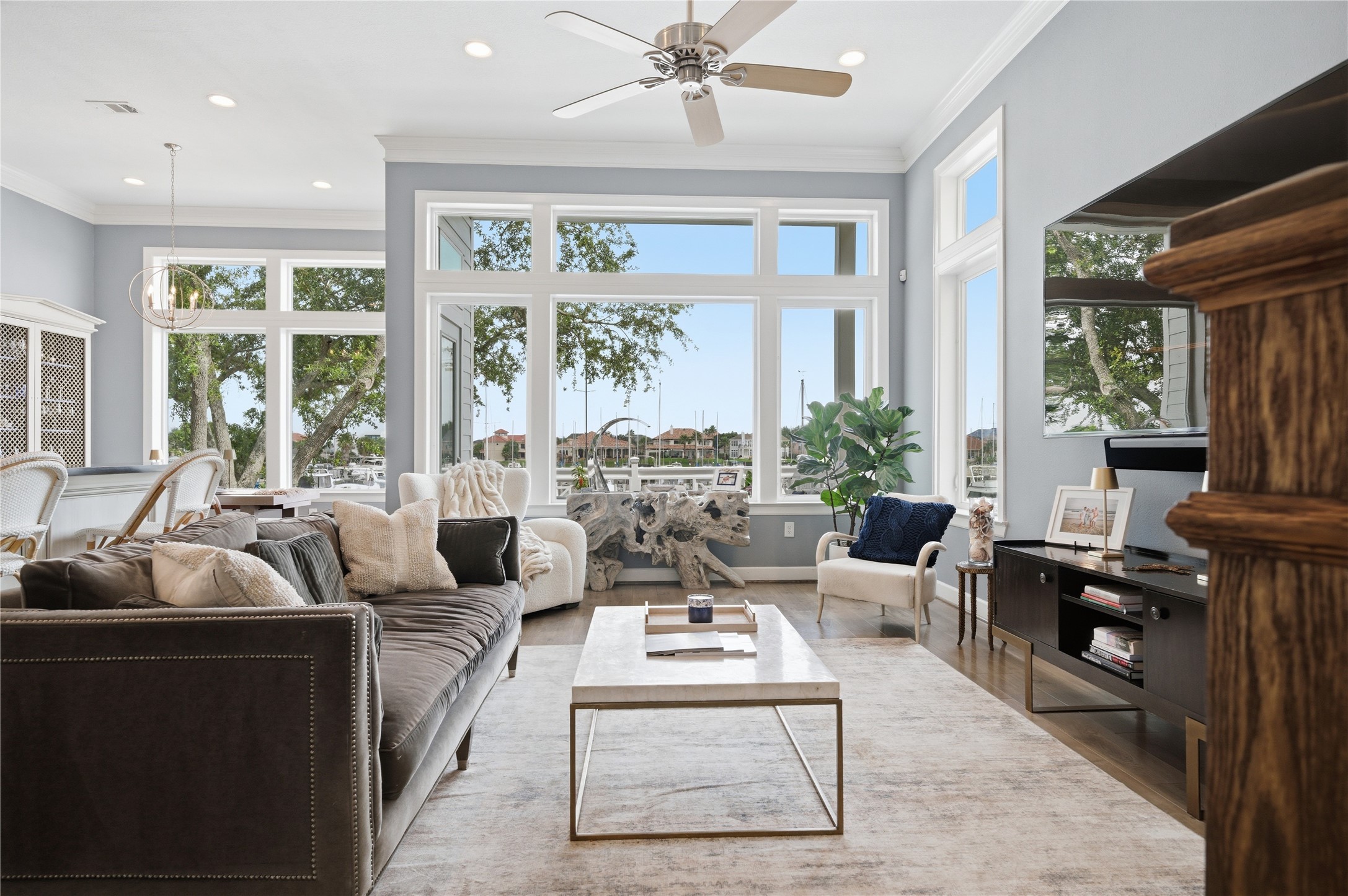 There is abundant natural light in this north/northwest facing family room.