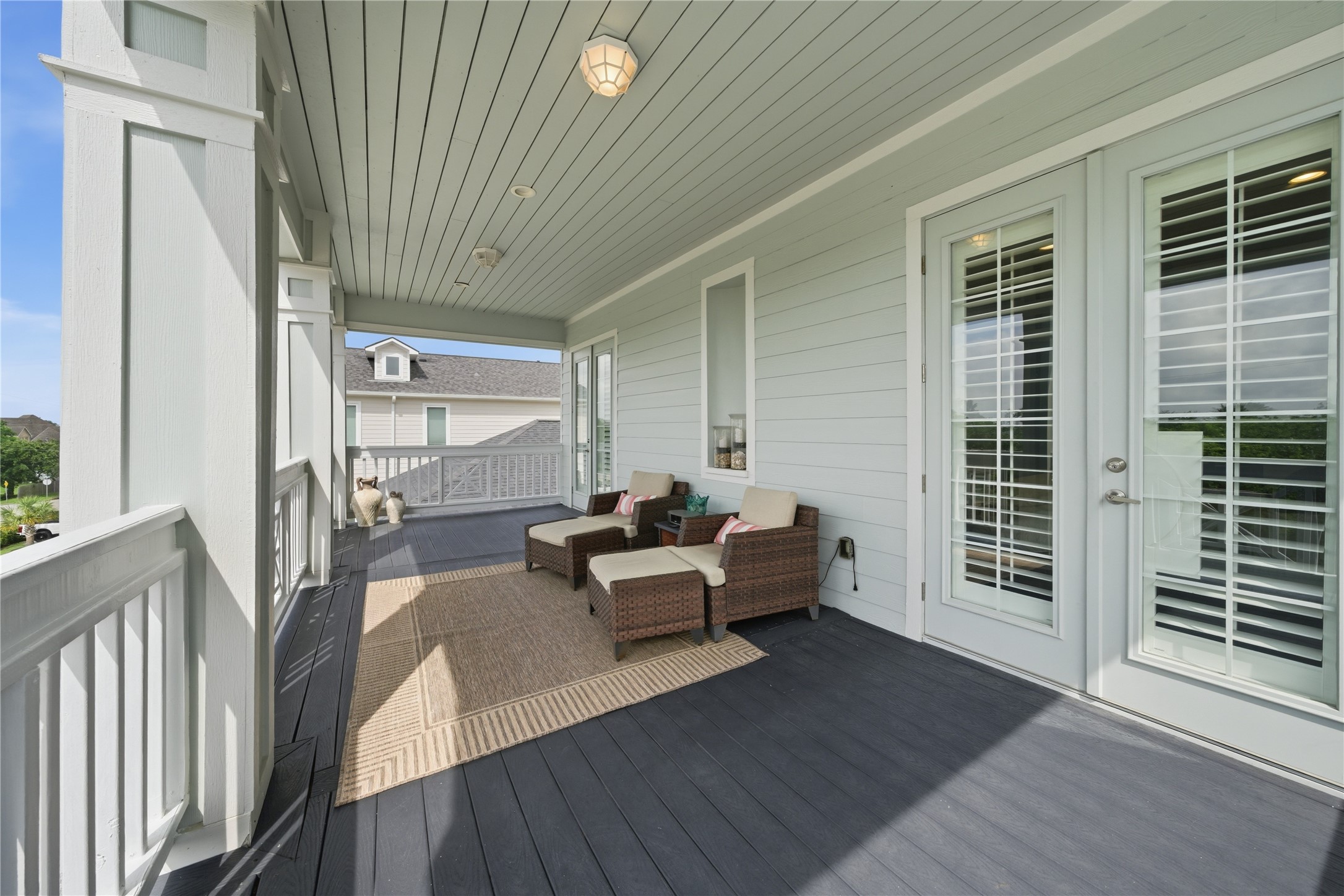 This balcony is located off of the secondary bedrooms.