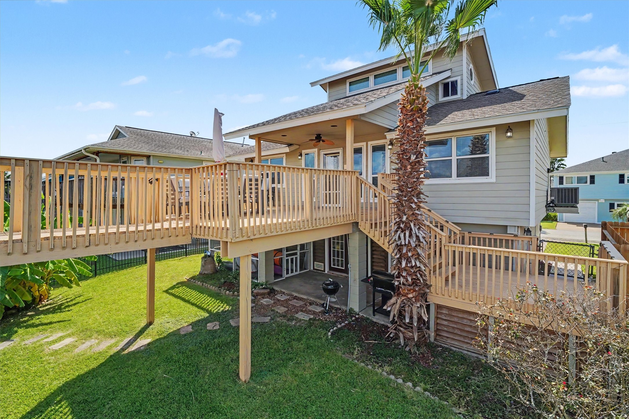 Waterside view of home. step outside to your private waterfront oasis featuring a catwalk leading to the spacious upper party deckthe perfect spot for entertaining, dining over the water, soaking up the sun, or enjoying breathtaking Bayou Vista sunsets. Waterside view of home. step outside to your private waterfront oasis featuring a catwalk leading to the spacious upper party deckthe perfect spot for entertaining, dining over the water, soaking up the sun, or enjoying breathtaking Bayou Vista sunsets.