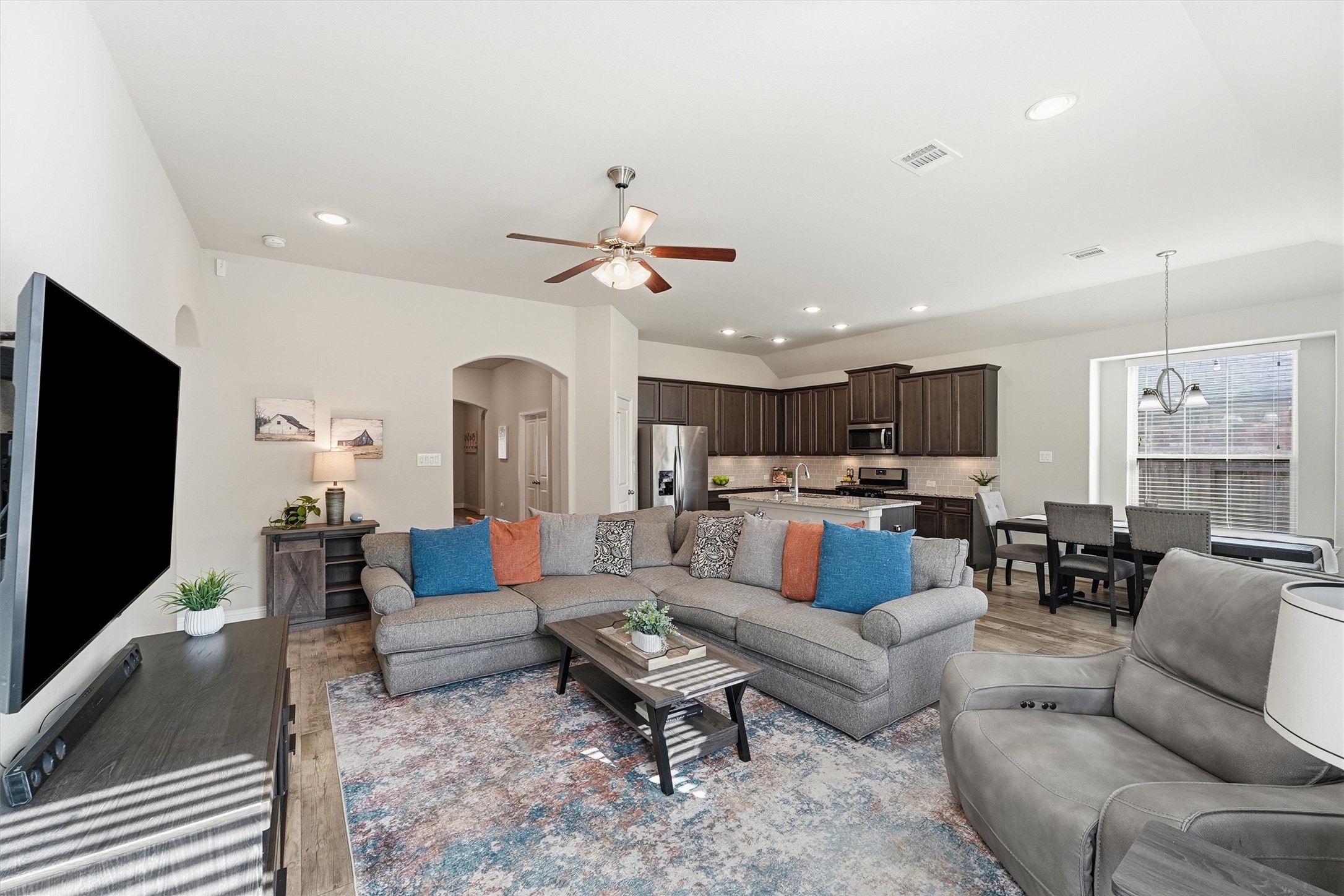 Inviting family room with plenty of space to gather and an open layout that keeps everyone connected. Inviting family room with plenty of space to gather and an open layout that keeps everyone connected.
