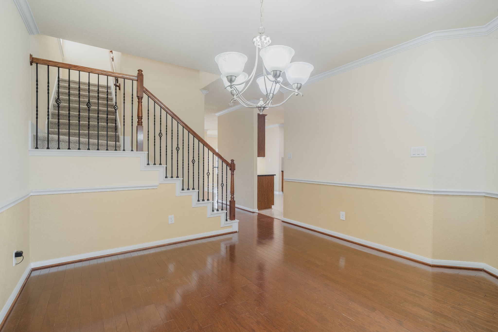Located at the front of the home, the formal dining room provides a welcoming space for gatherings.