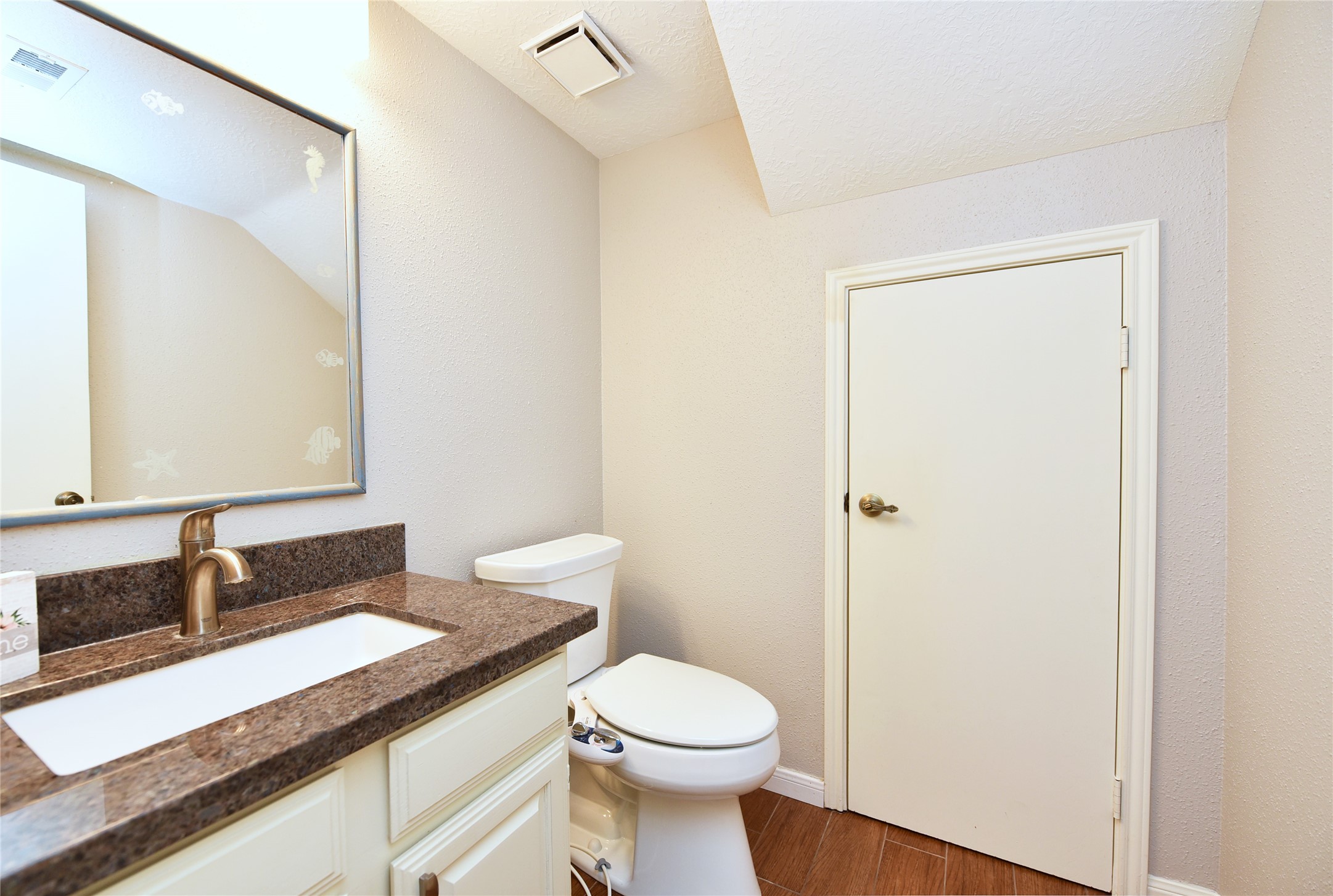 Updated half bath down.