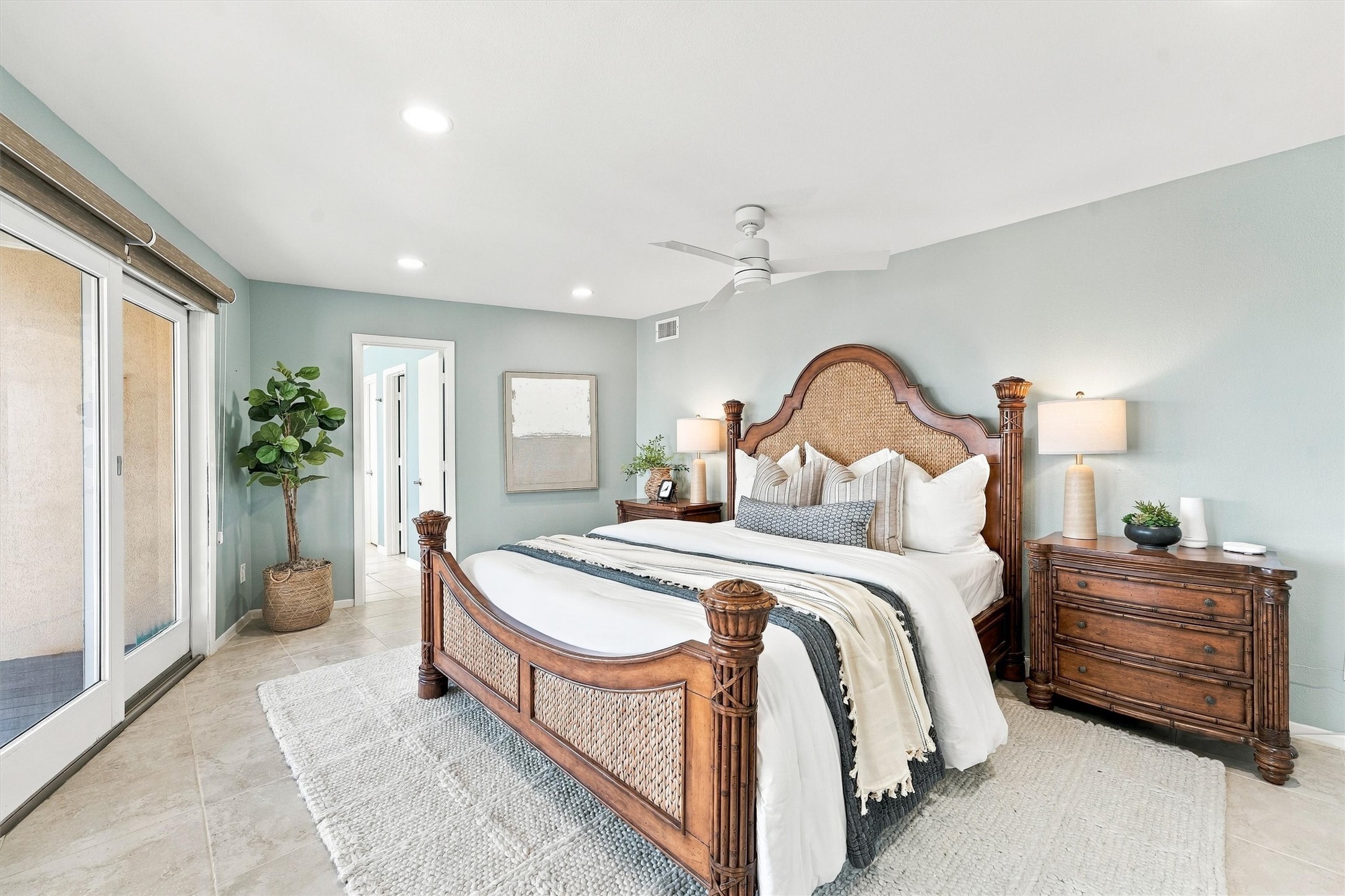 Let slow mornings become your favorite tradition. Soothing coastal hues, generous space, and direct access to your private balcony create a primary retreat made for unwinding after sun-filled days along the shore. Let slow mornings become your favorite tradition. Soothing coastal hues, generous space, and direct access to your private balcony create a primary retreat made for unwinding after sun-filled days along the shore.