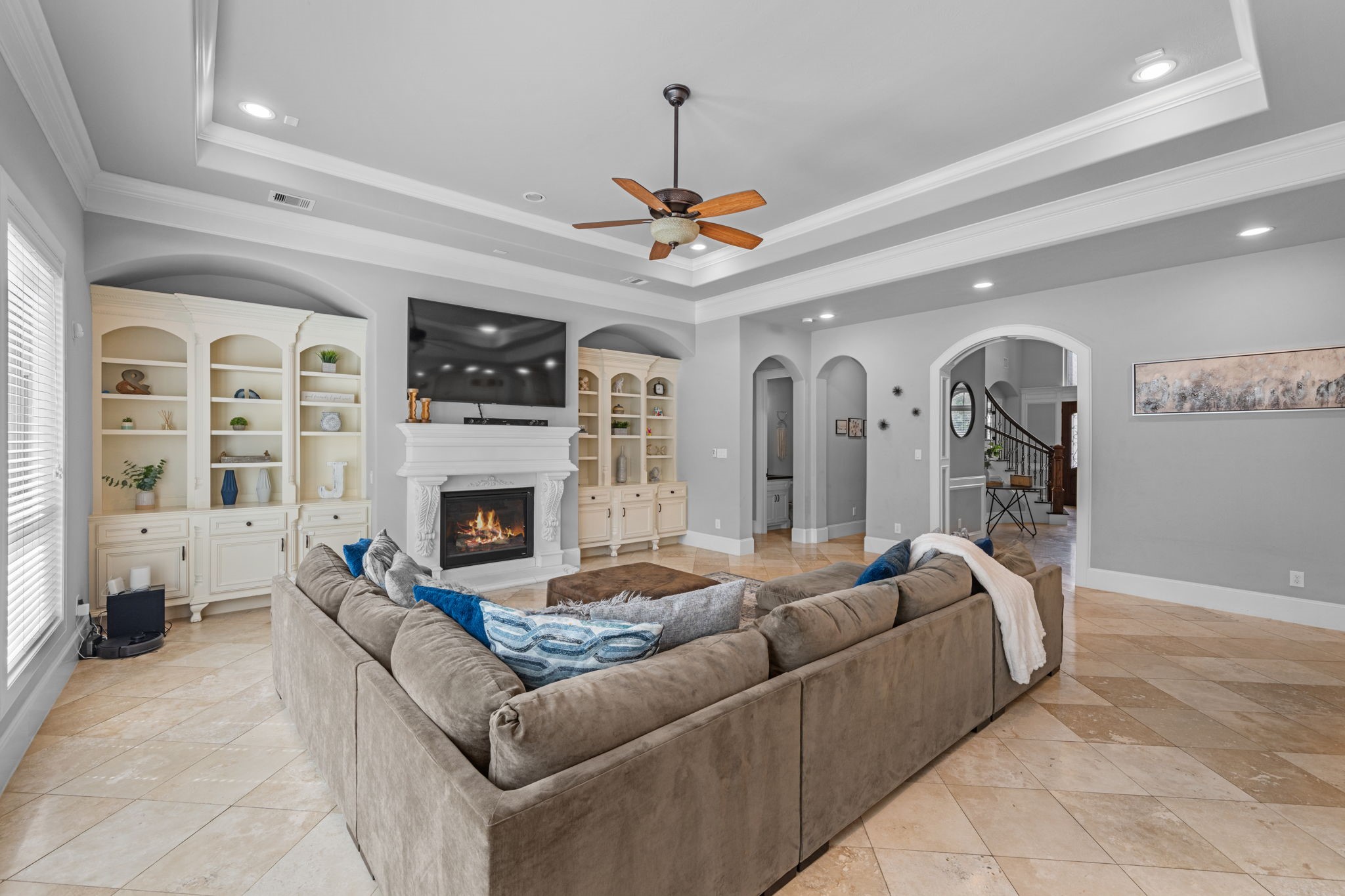 Another view of the large living room from the breakfast area