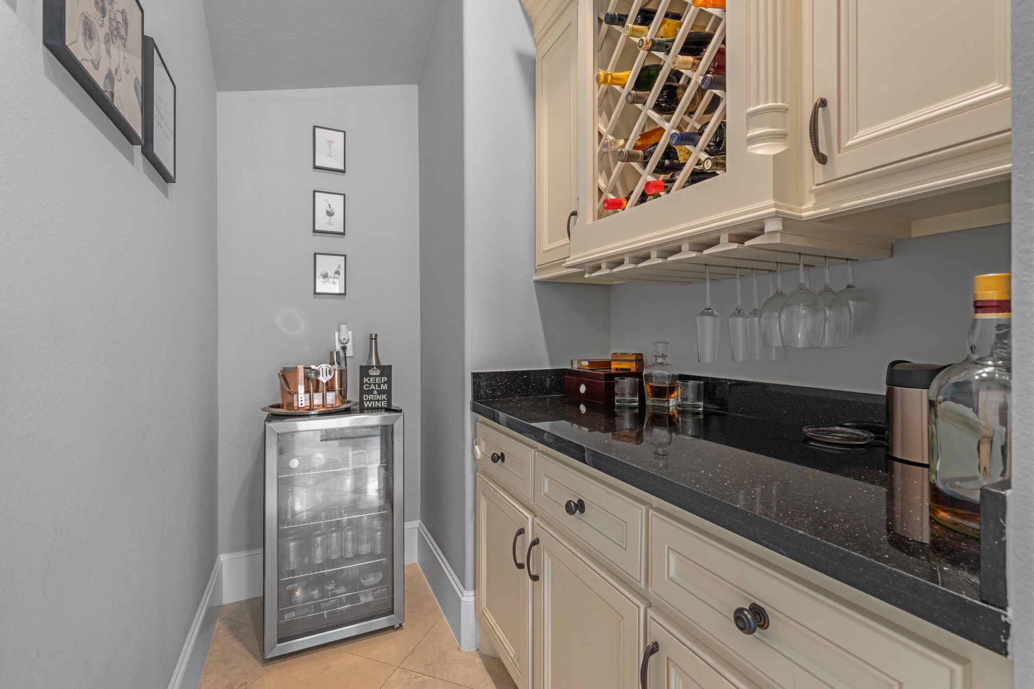 Wine bar adjacent to the living room