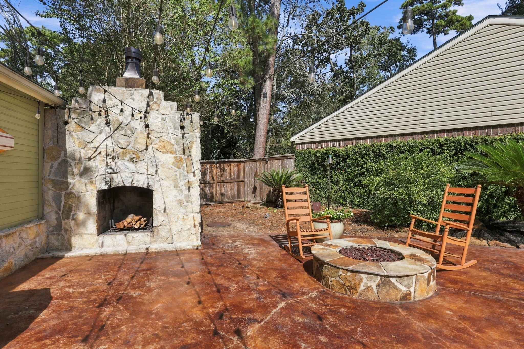 Wood burning fireplace