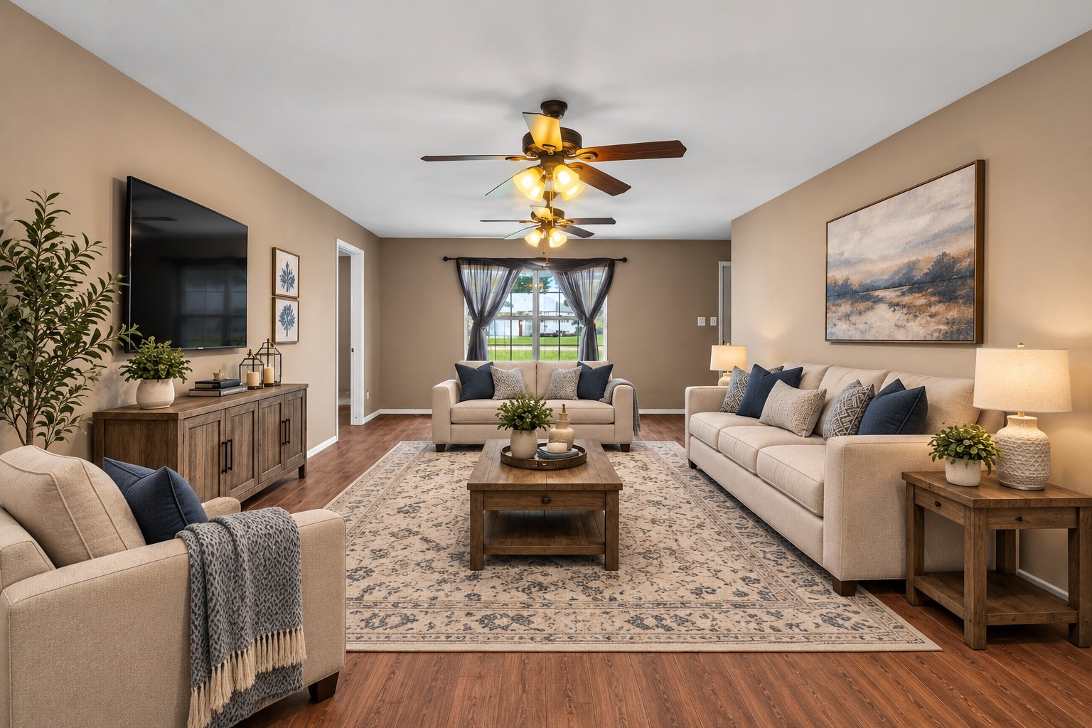 Virtually staged living room. Virtually staged living room.