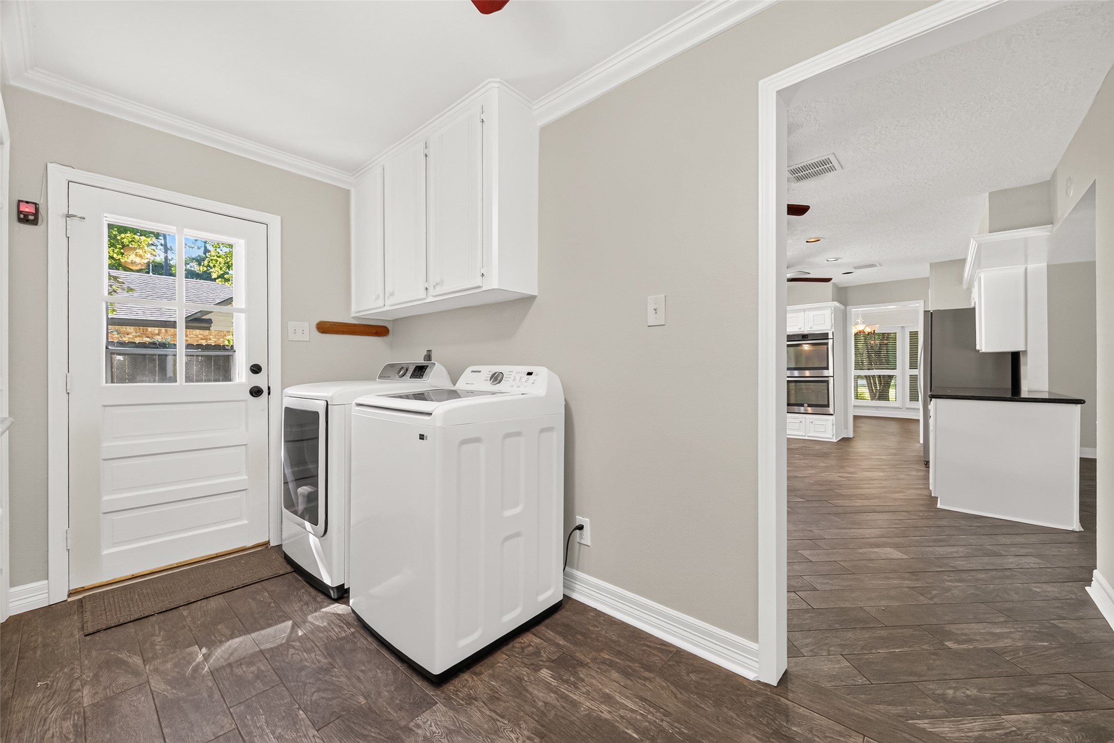 The home comes with a full sized washer and dryer.