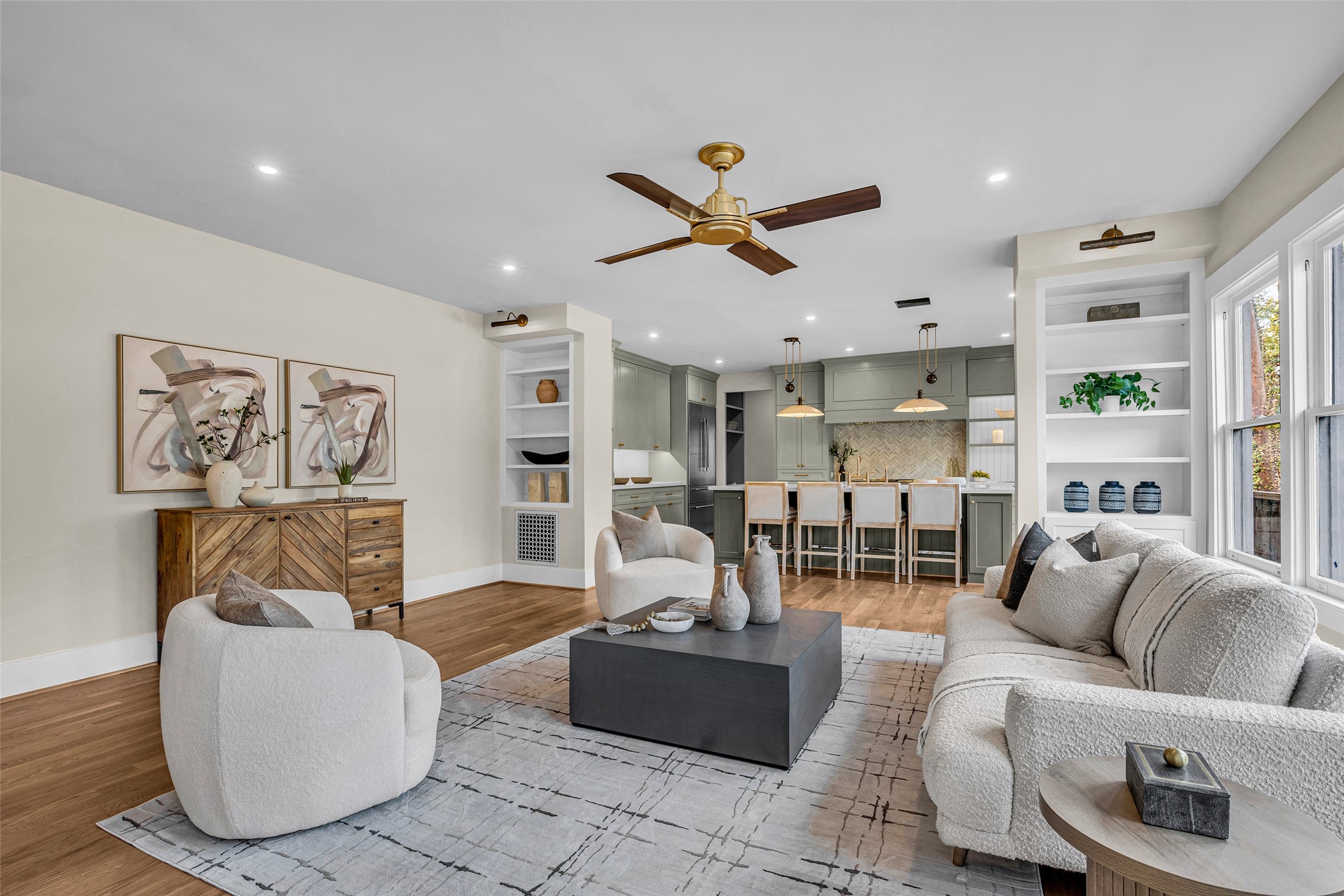 Family Room open to the Kitchen and Dining Rooms