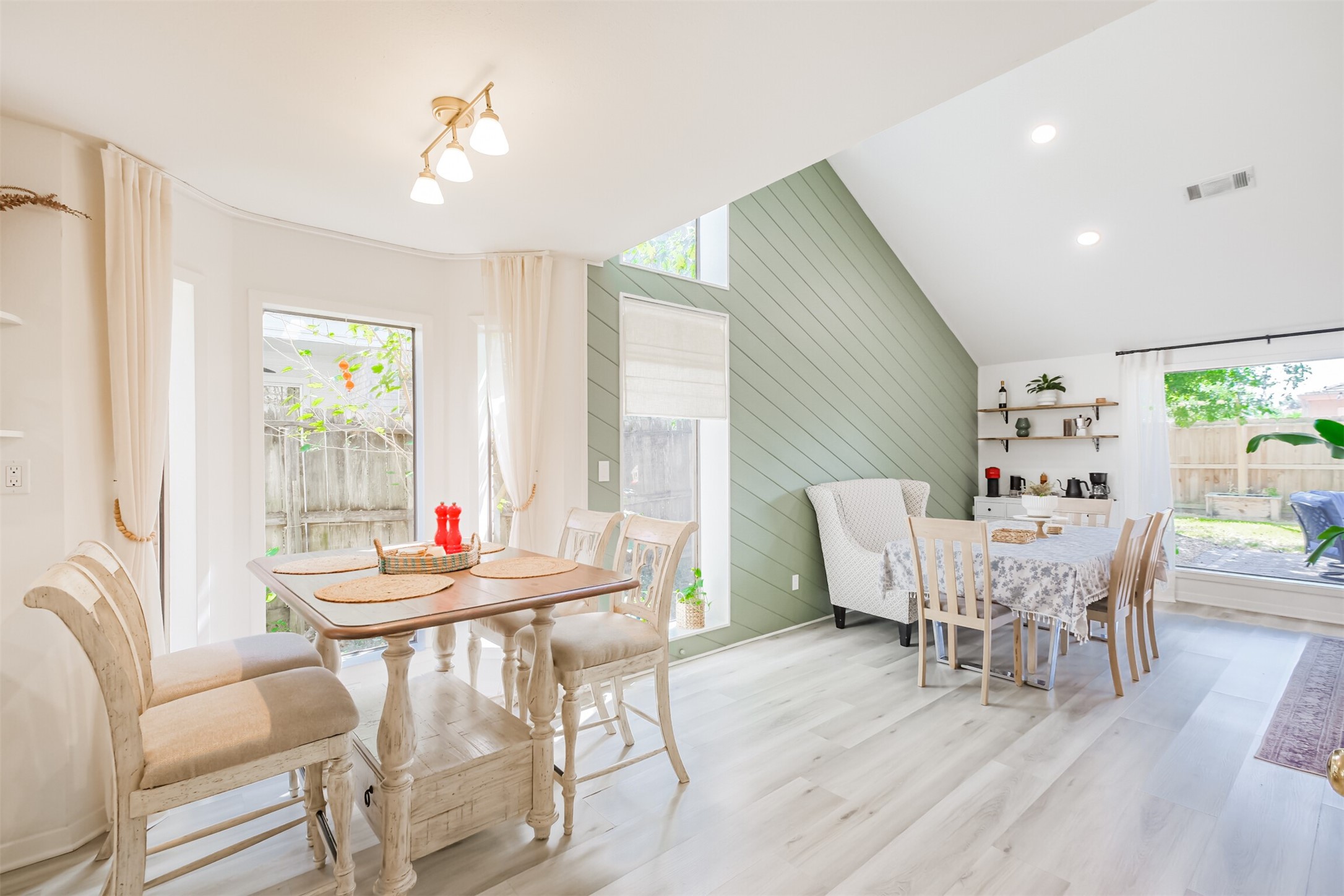 The kitchen is open to the family room.