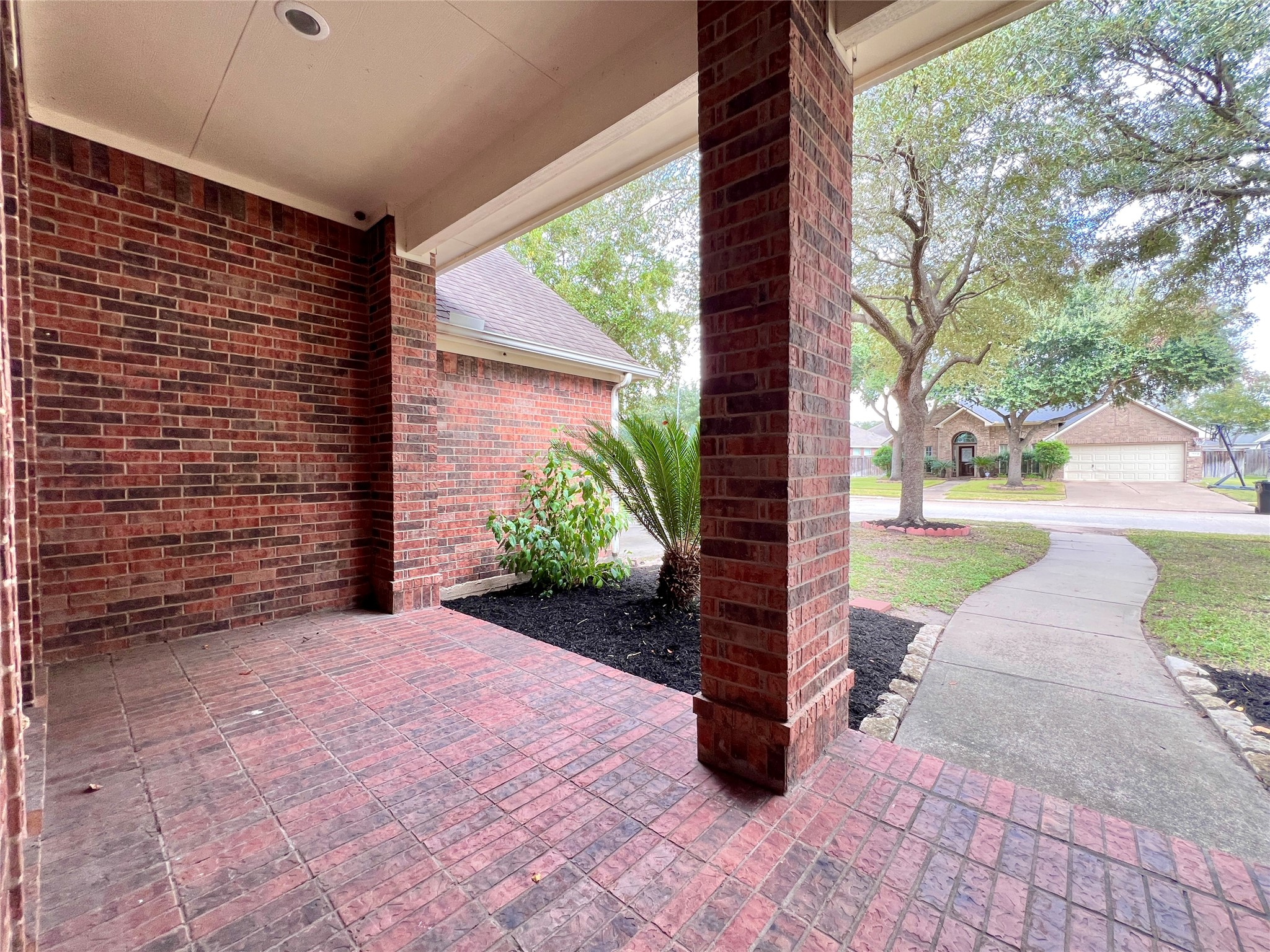 View of the front yard from the front entry door