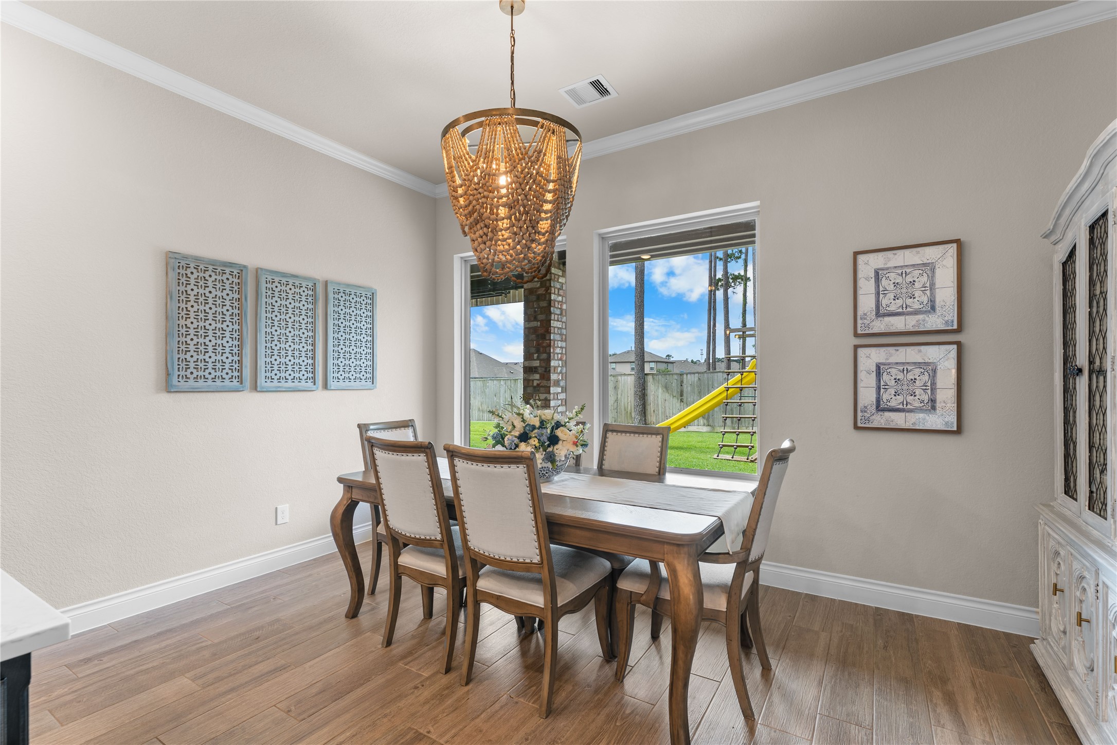 Spacious dining space perfect for gatherings both casual and formal.