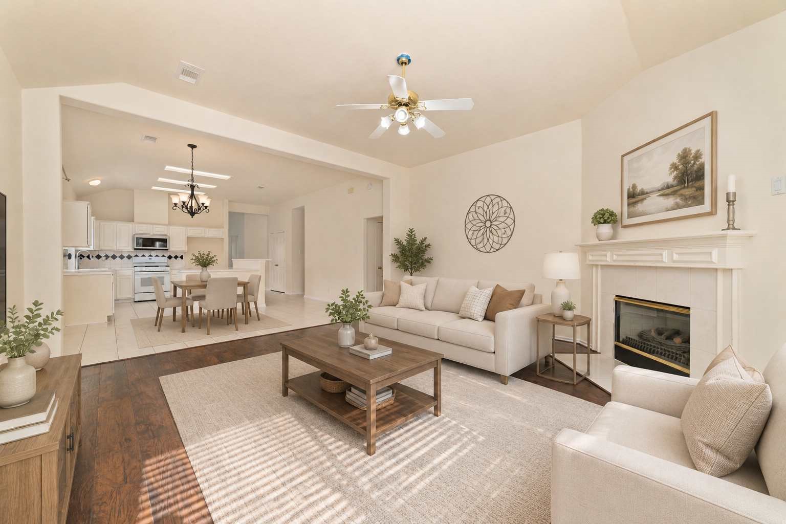 Virtually staged living room