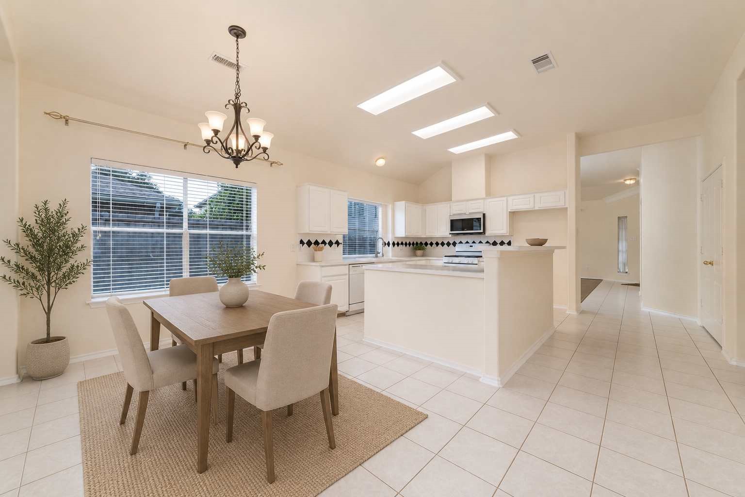 Virtually staged breakfast room