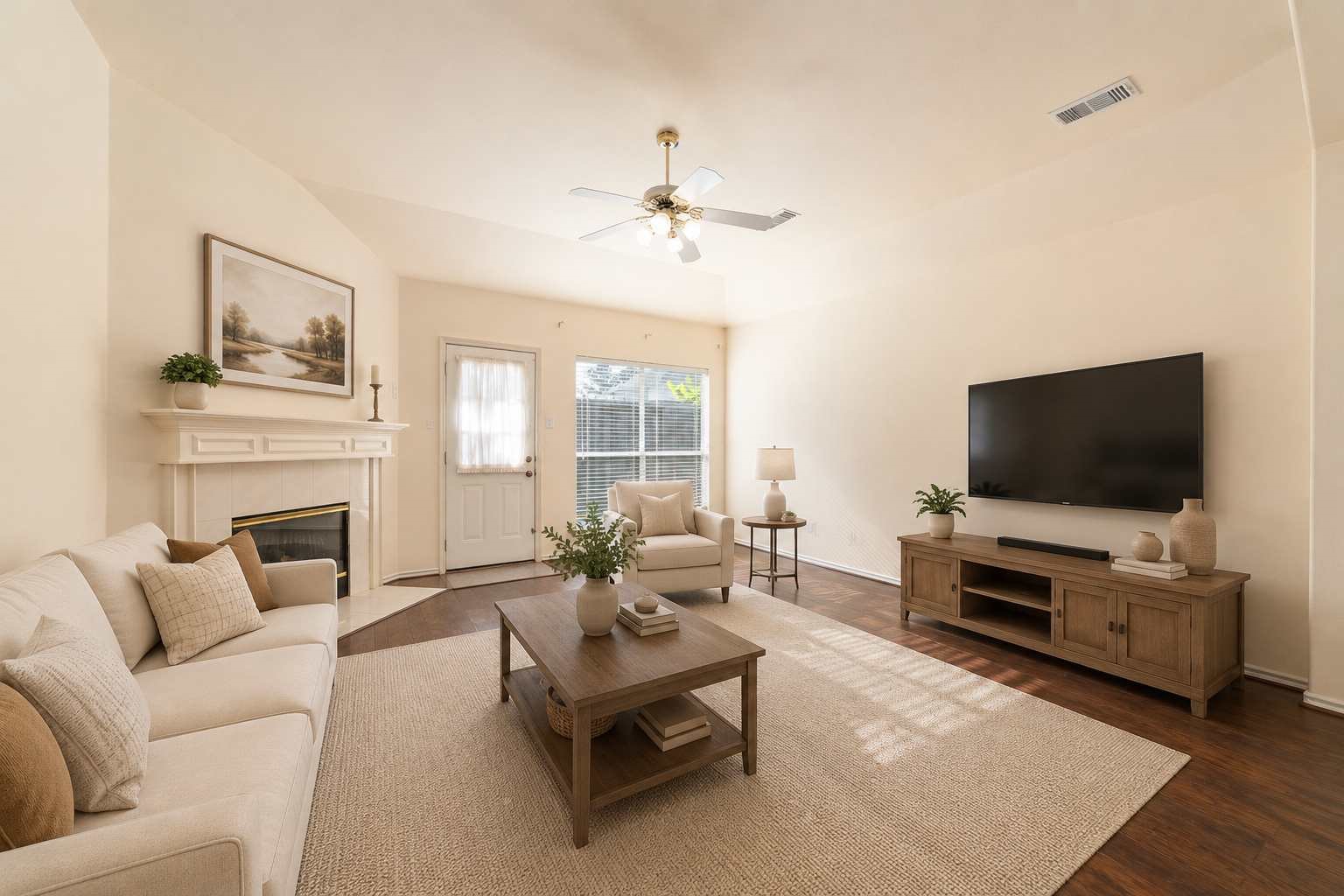 Virtually staged living room