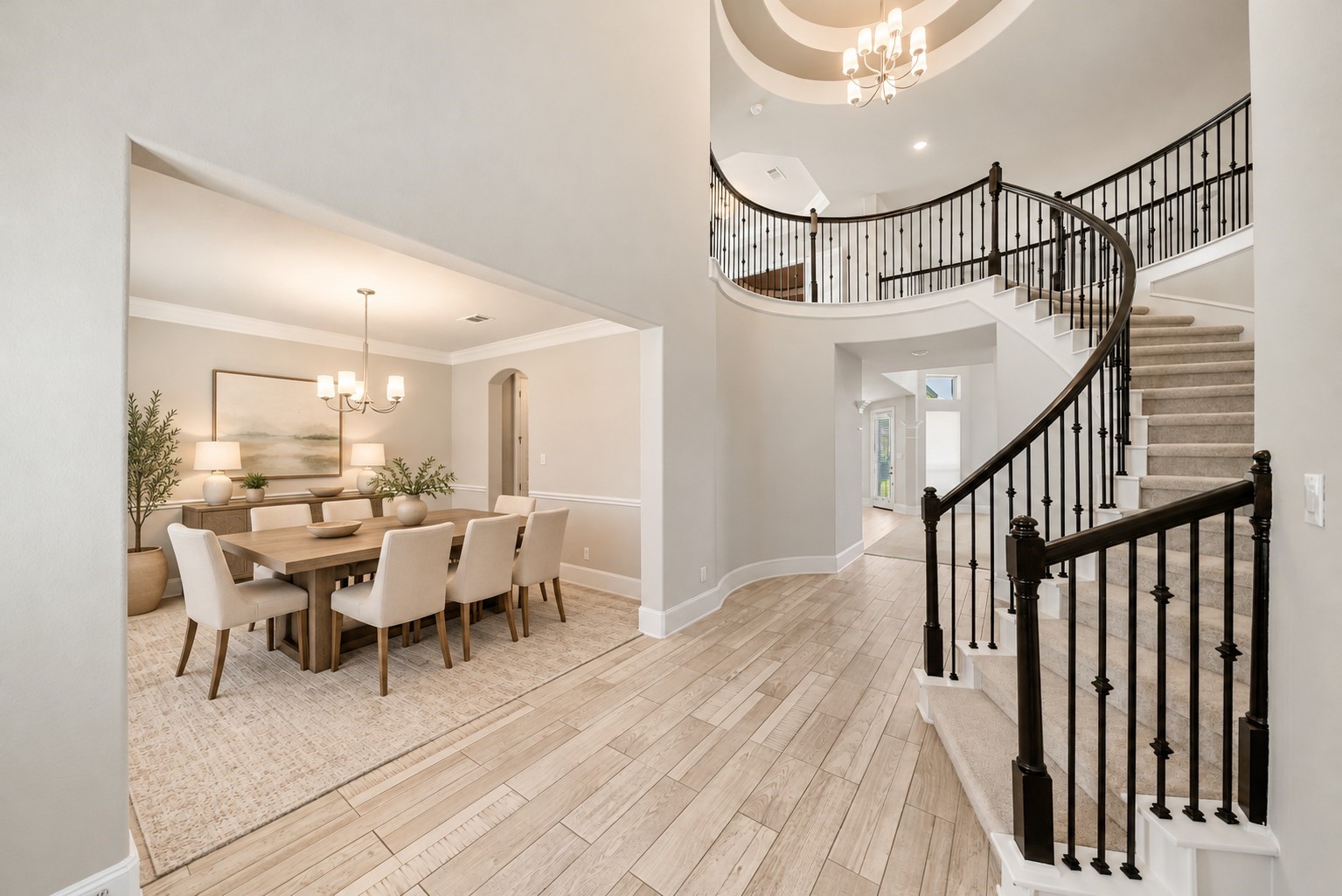 The entry in this Bellagio model is stunning! The furnishings are virtually staged to show you what the home would look like furnished.
