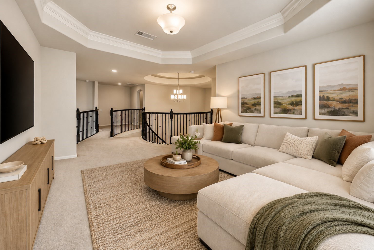 Upstairs is the game room or in this case a den to relax in.