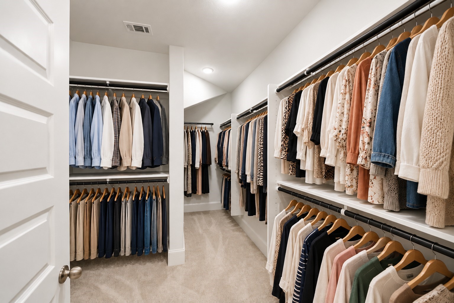 Walk in closet in the primary suite