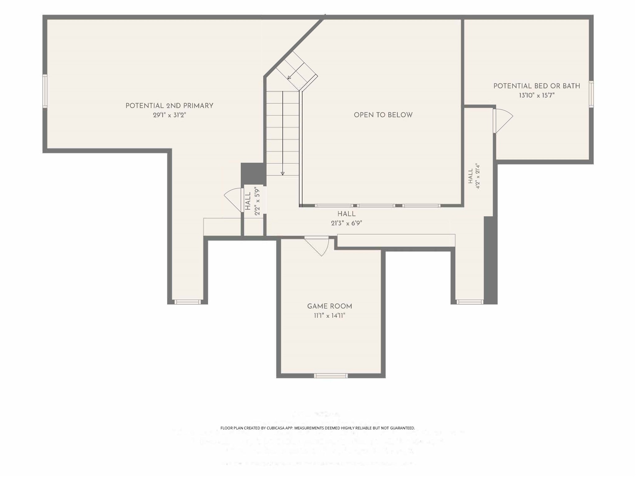 2nd floor dimensions (note the two extra 'potential' rooms, both with access to plumbing)
