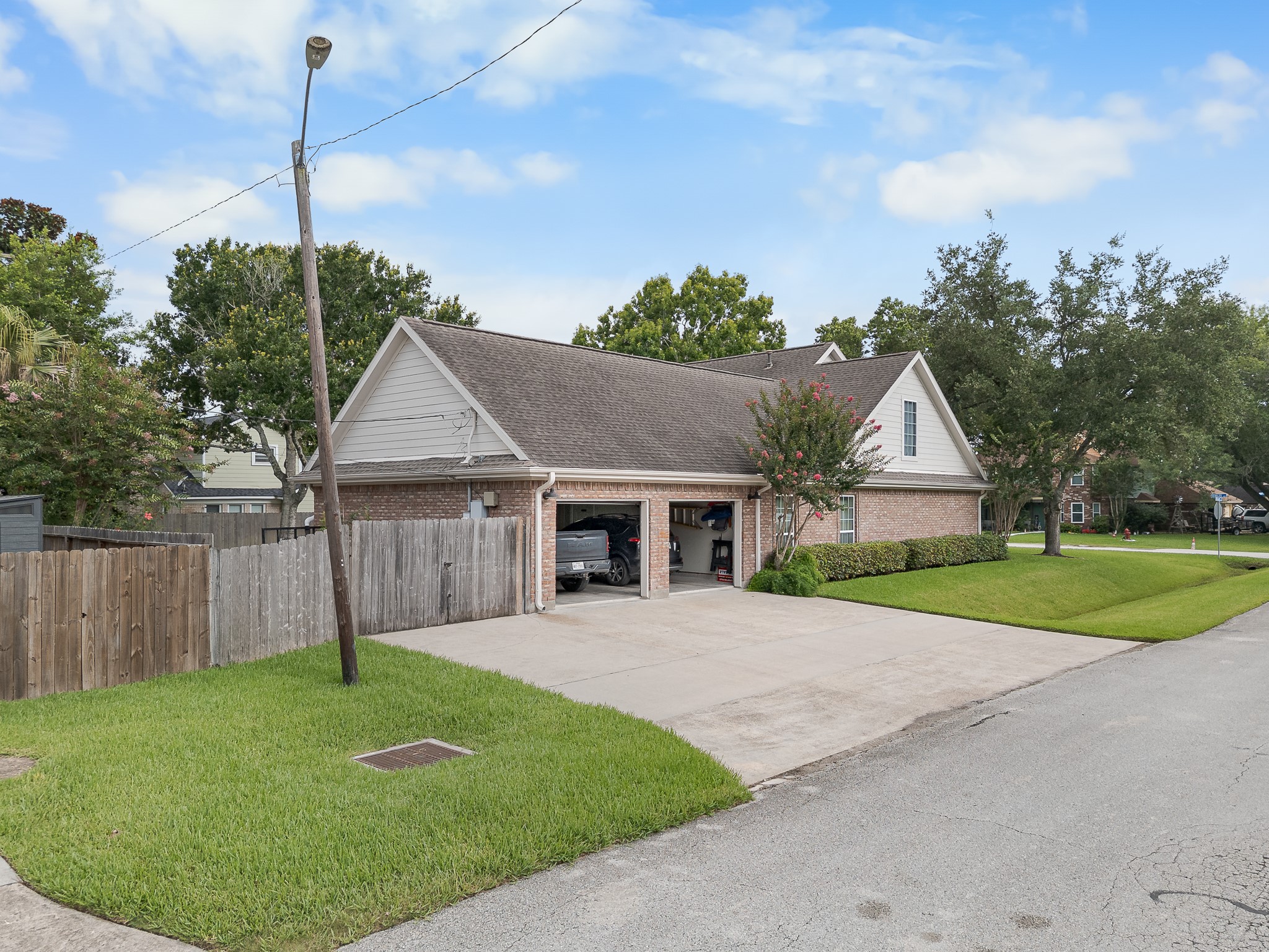 Side entry, generously sized double garage with