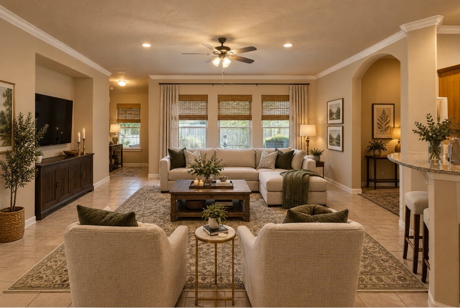 Virtually staged living room