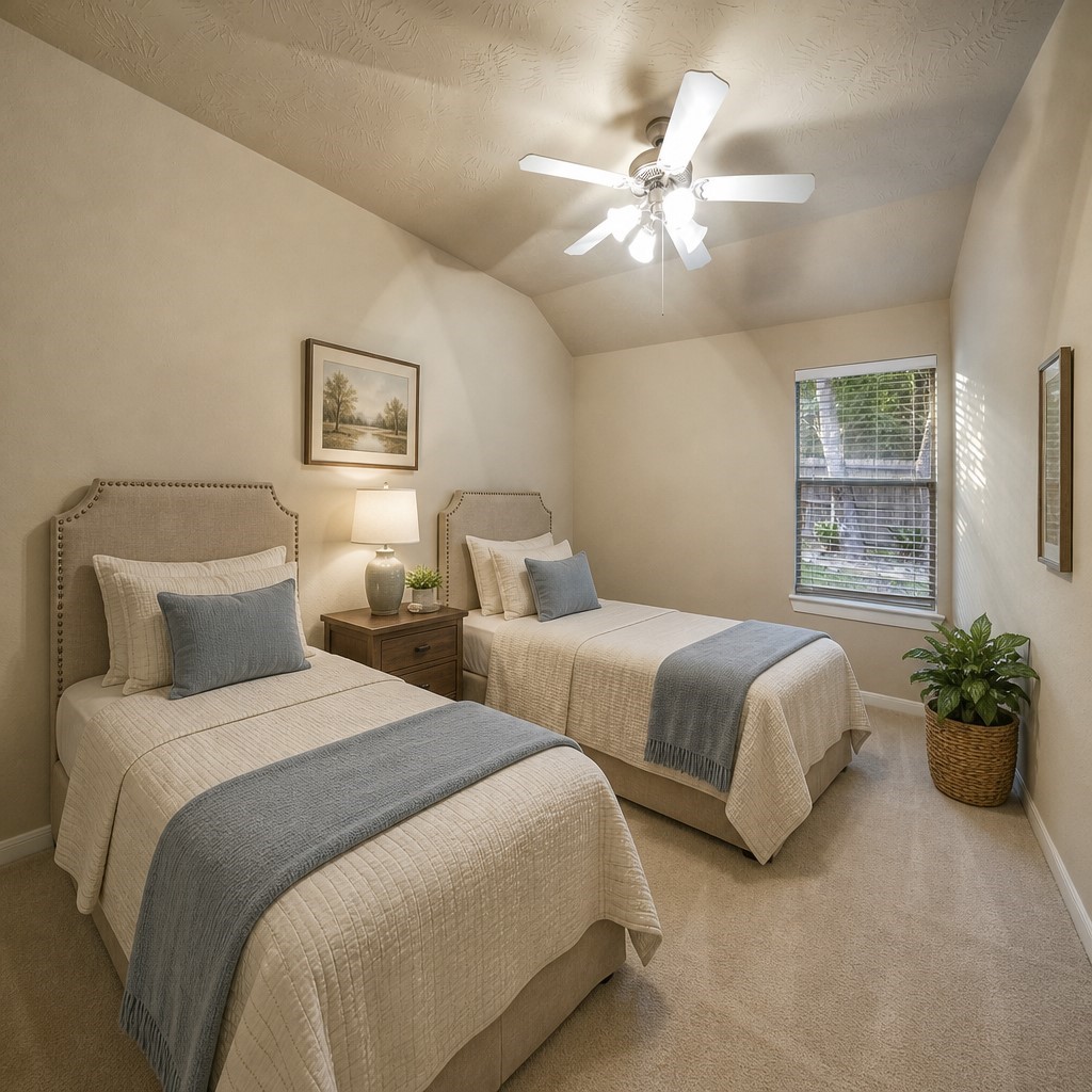 Virtually staged secondary bedroom