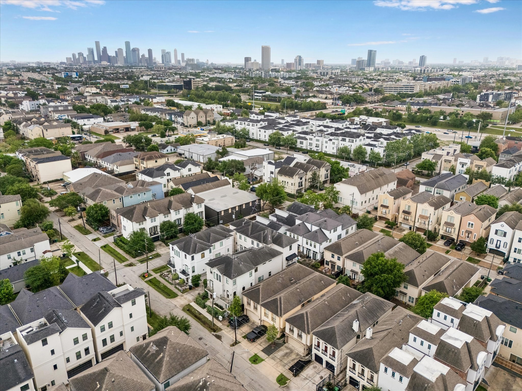 Sweeping aerial perspective with convenient access to downtown and surrounding neighborhoods.