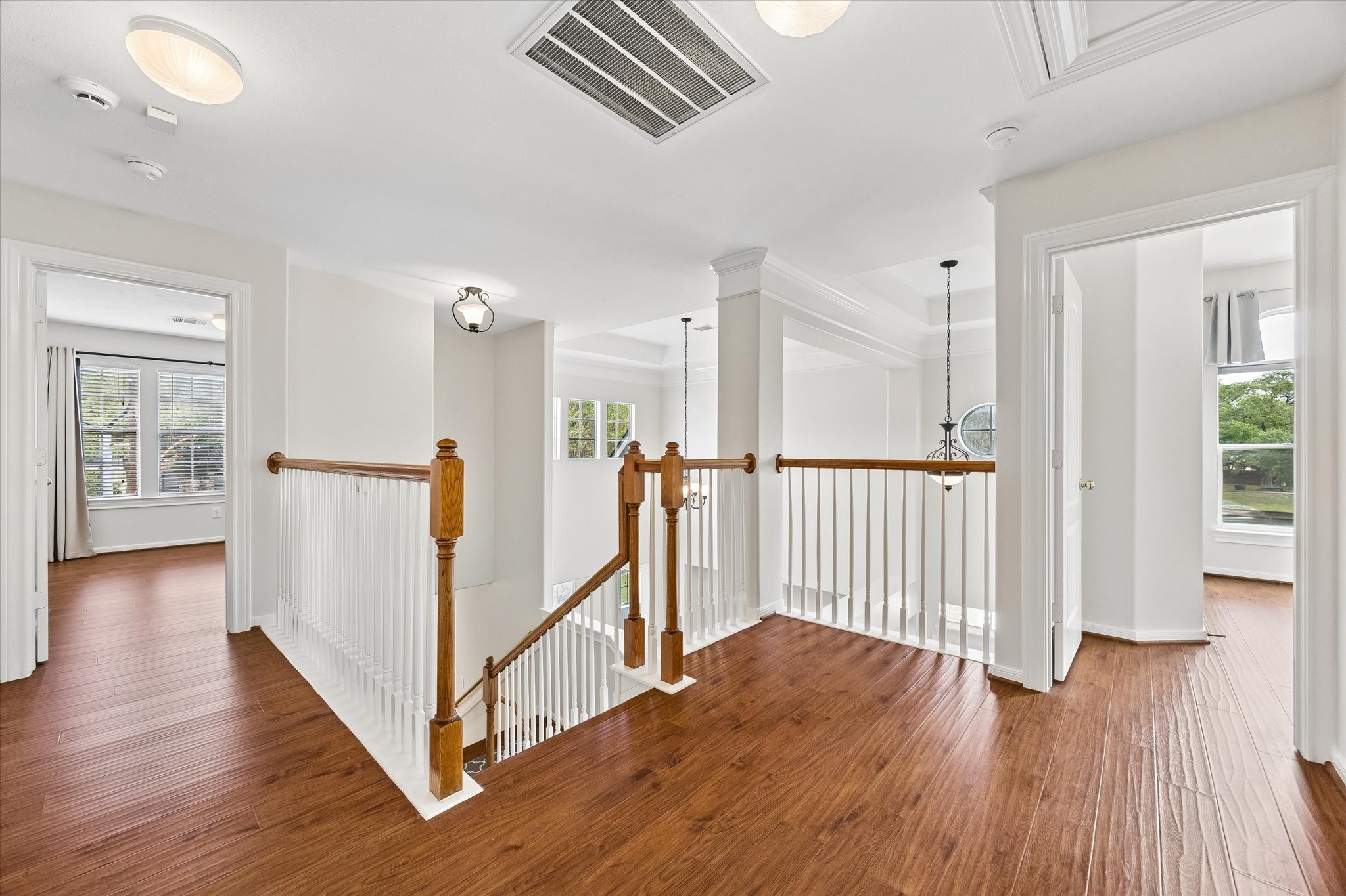 Upstairs Landing showing a bedroom on the right and left.