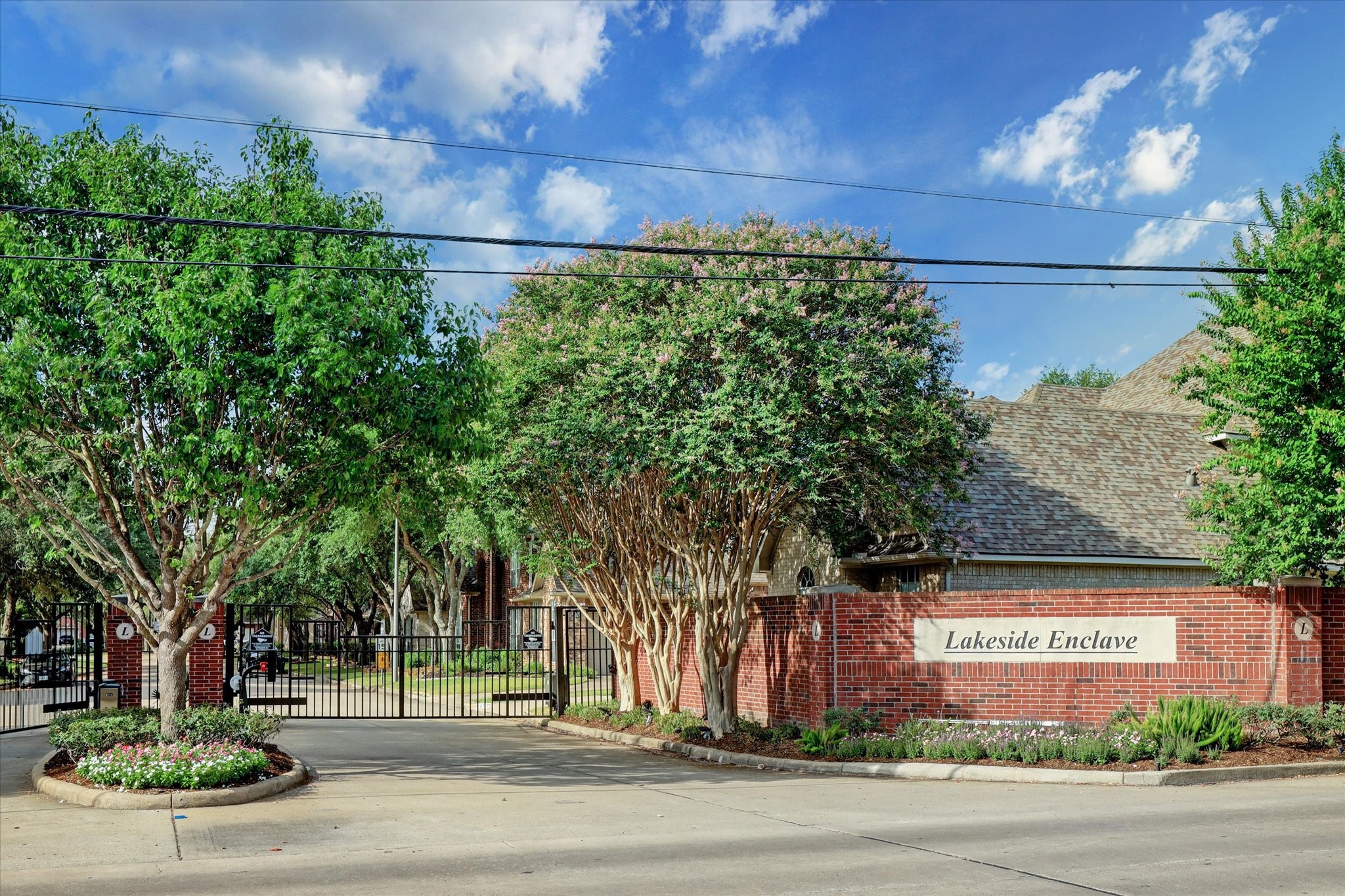 The gated entry to Lakeside Enclave.
