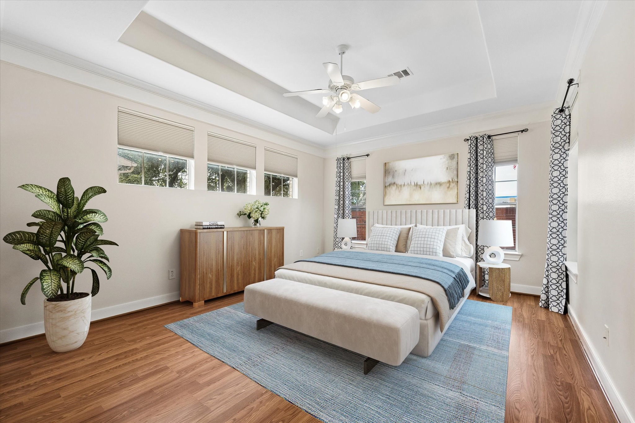 The Primary Bedroom Virtually Staged.
