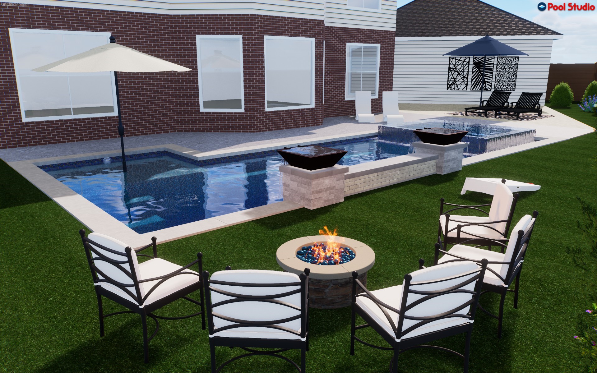 Virtually staged pool design to scale by professional pool builder