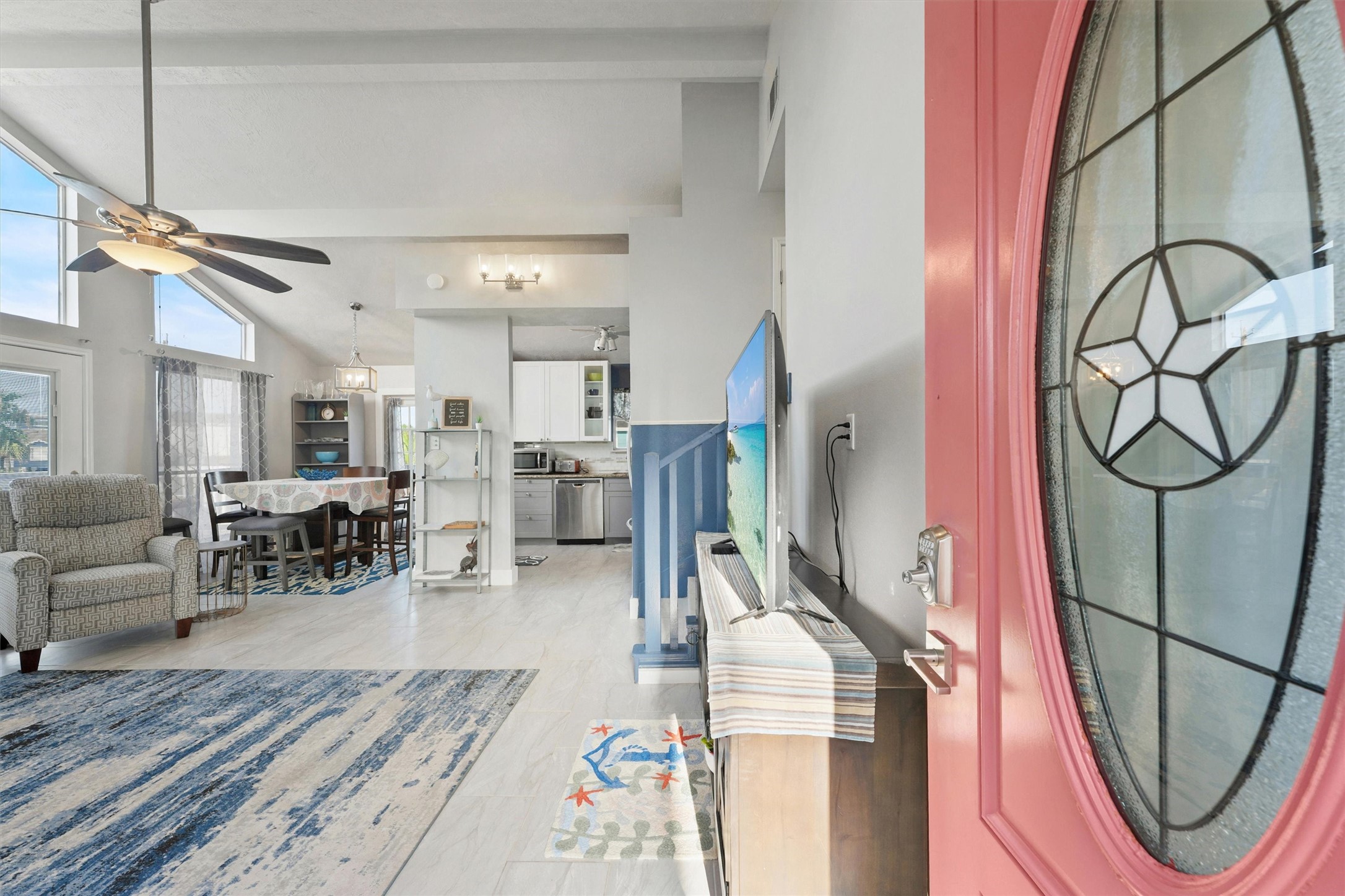 Upon entering are high ceilings, natural lighting, and beautiful floors. Upon entering are high ceilings, natural lighting, and beautiful floors.