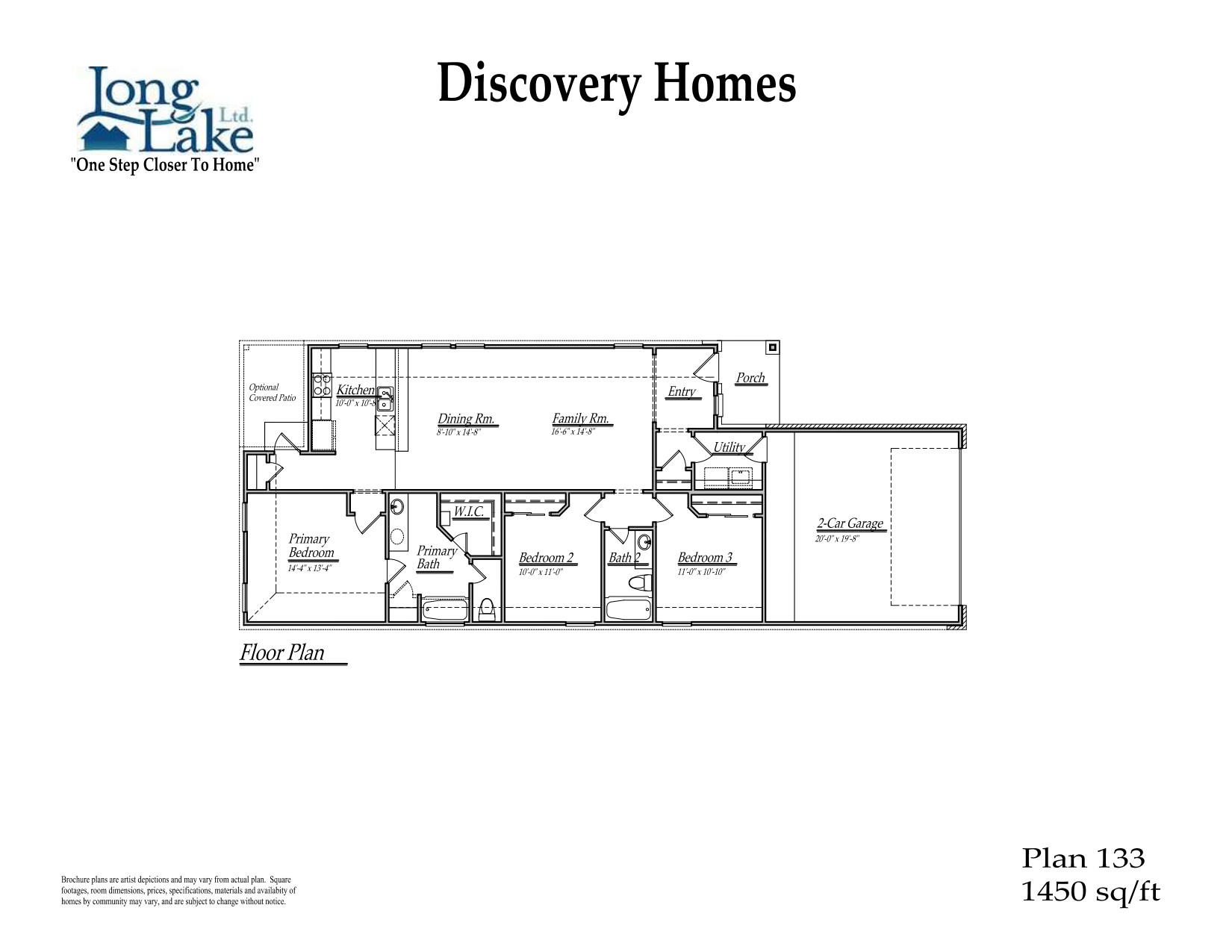 Plan 133 features 3 bedrooms, 2 full baths and over 1,400 square feet of living space.
