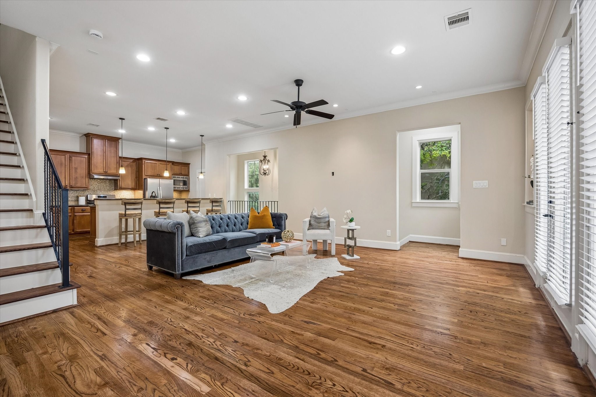 Head upstairs to find your utility room and two additional bedrooms.