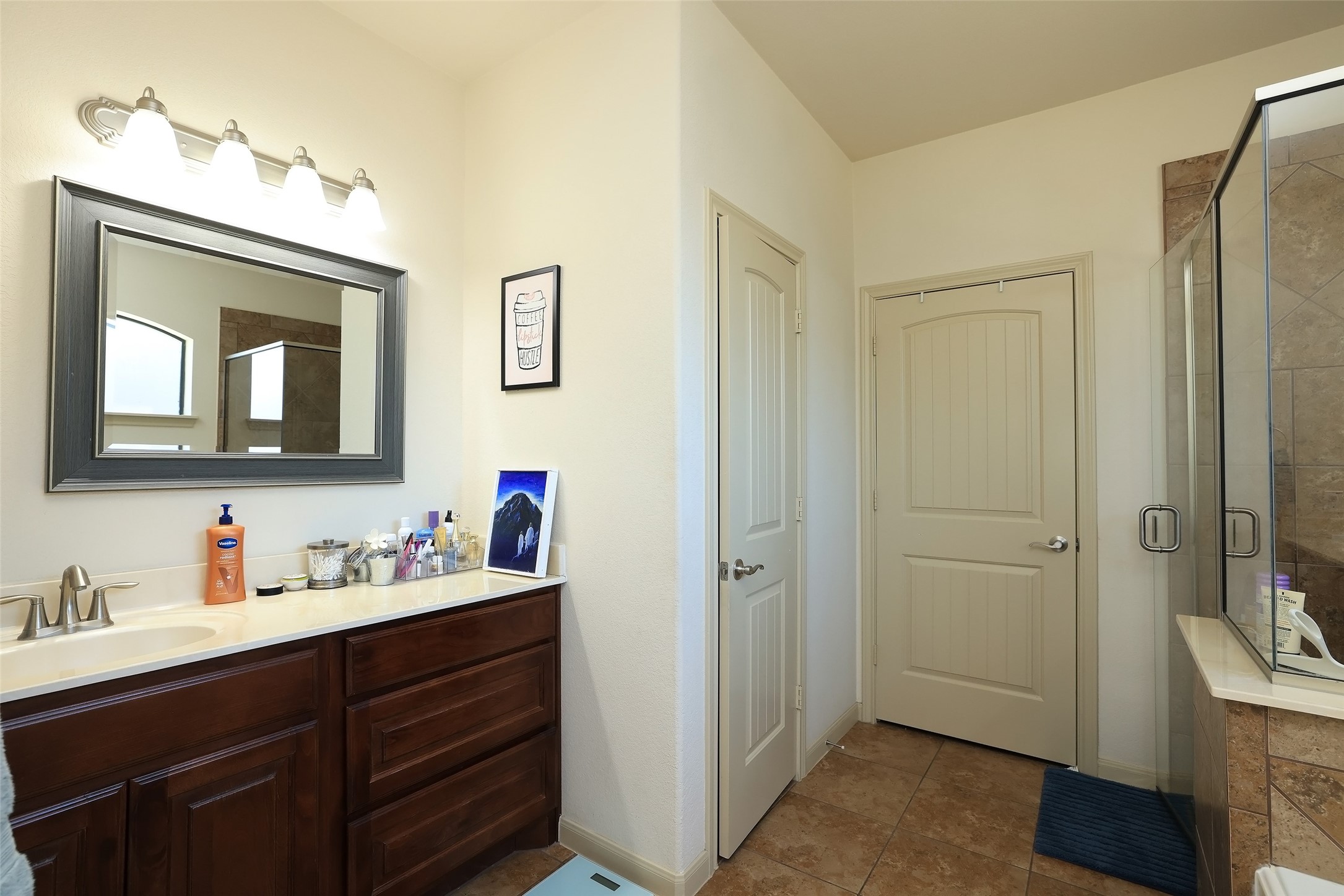 His and hers sinks in the master bathroom