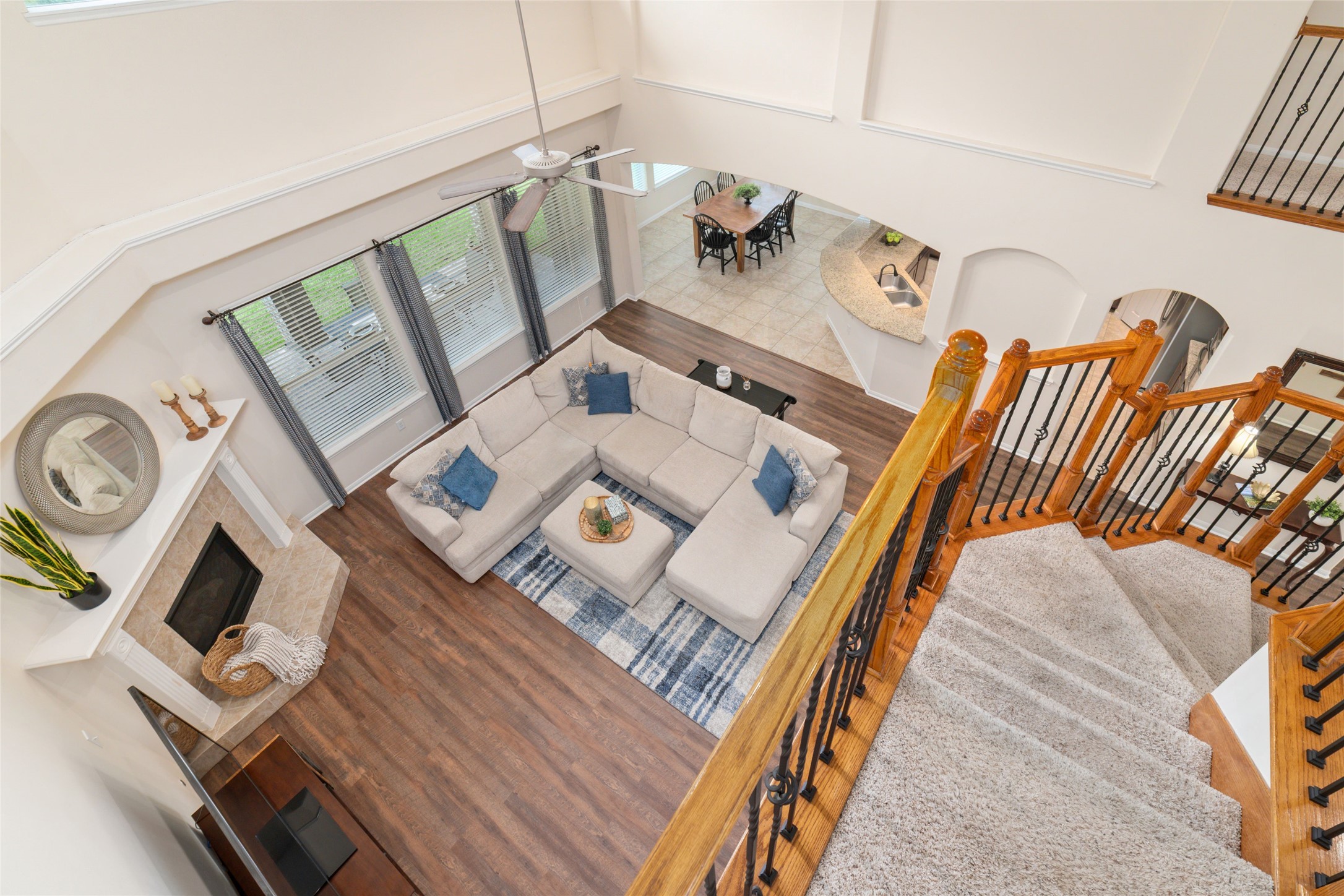 View from upstairs balcony showing the homes spacious layout