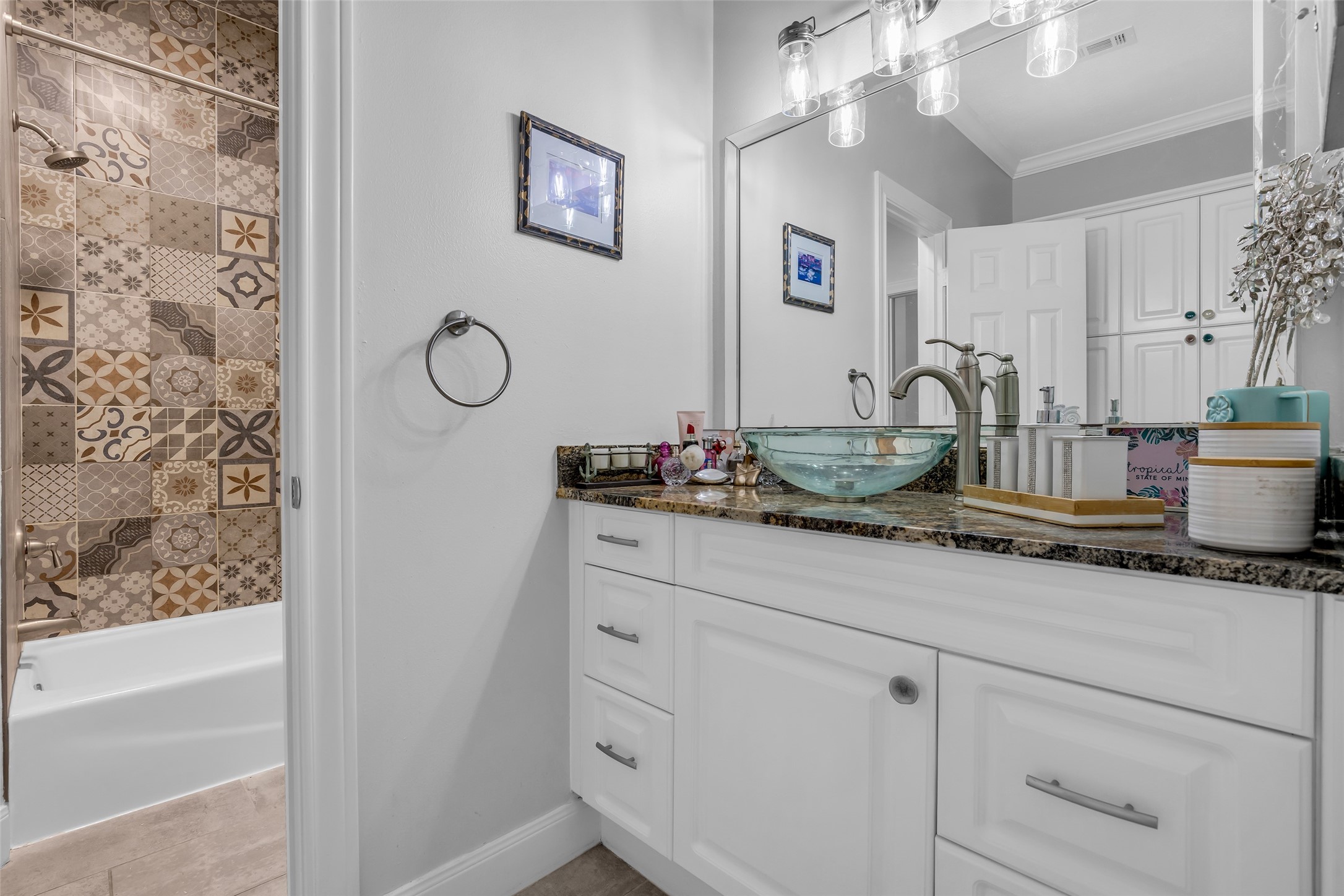 Bedroom 2 has its own vanity area.