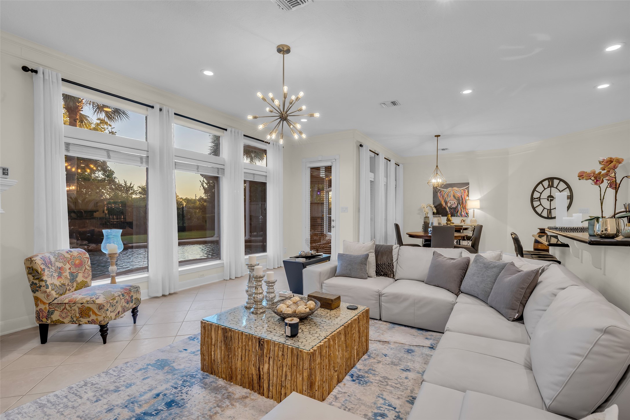 The door from the living area leads to the backyard and the undercover patio.