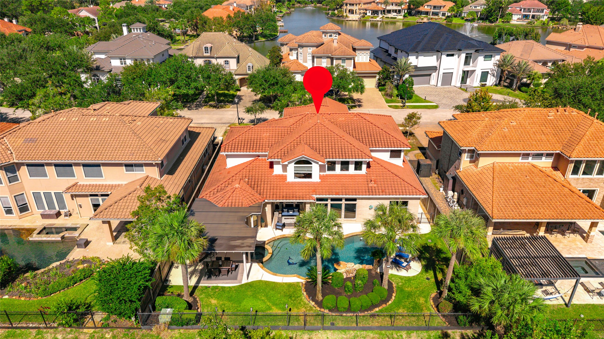 The property is located close to one of the neighborhood lakes.