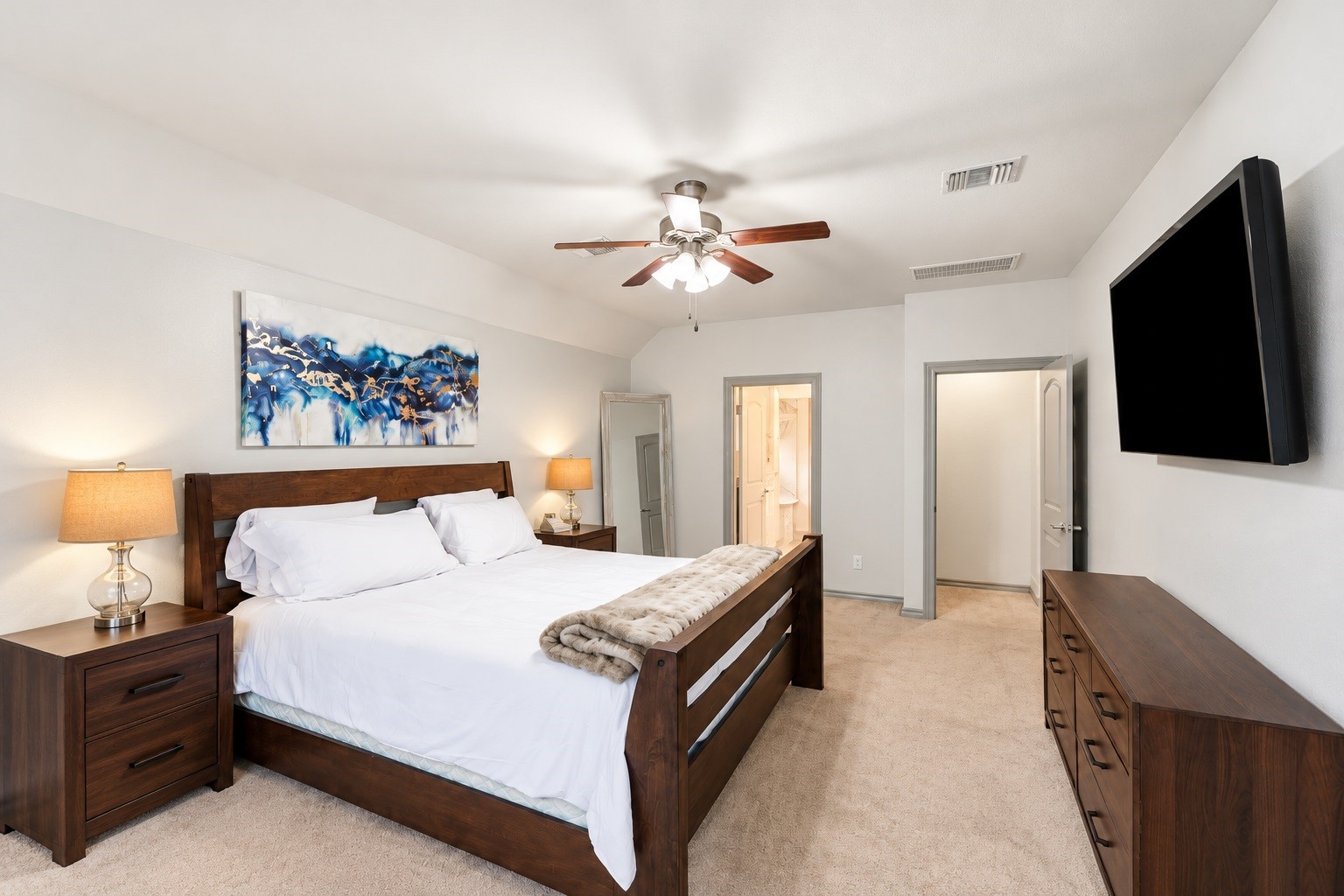 Virtually staged  Furniture and bedside lighting were altered or added.