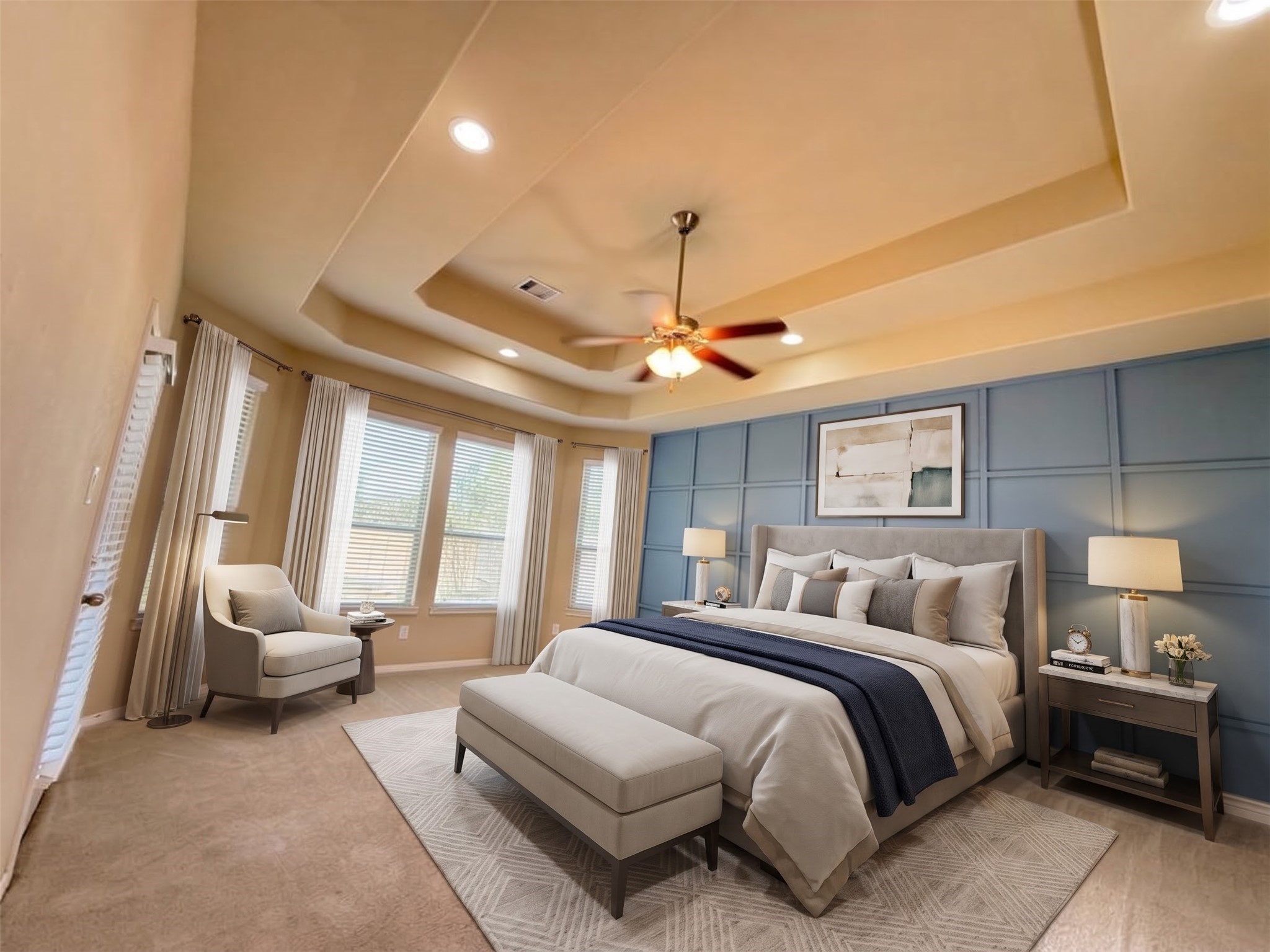 Downstair master bedroom- virtually staged