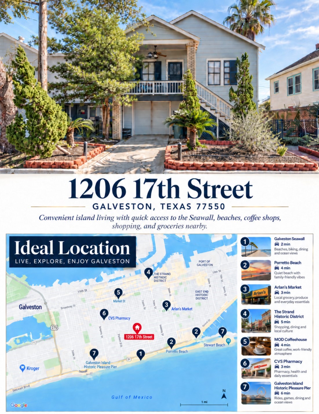 1206 17th Street, #A, Galveston, TX 77550