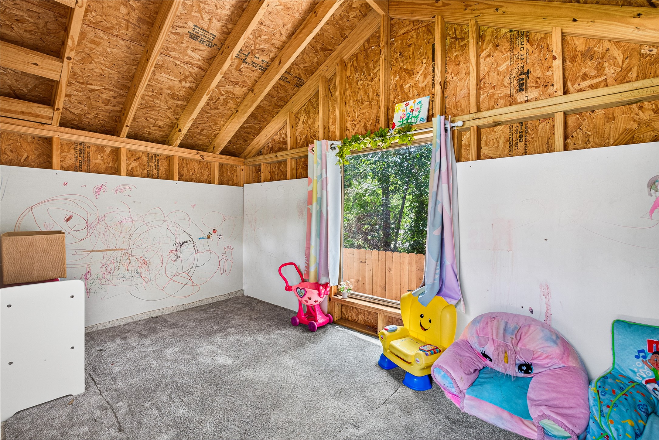 Inside the playhouse - can also be used for extra storage space