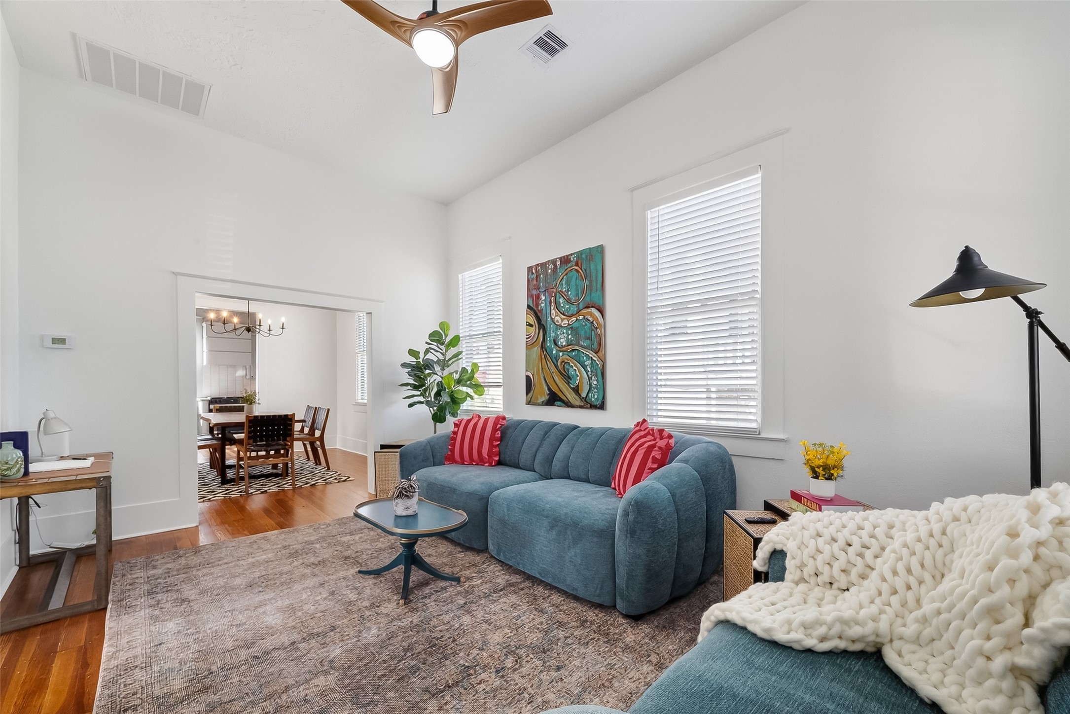 Lots of room, very open concept- can see from living to dining all the way to the kitchen