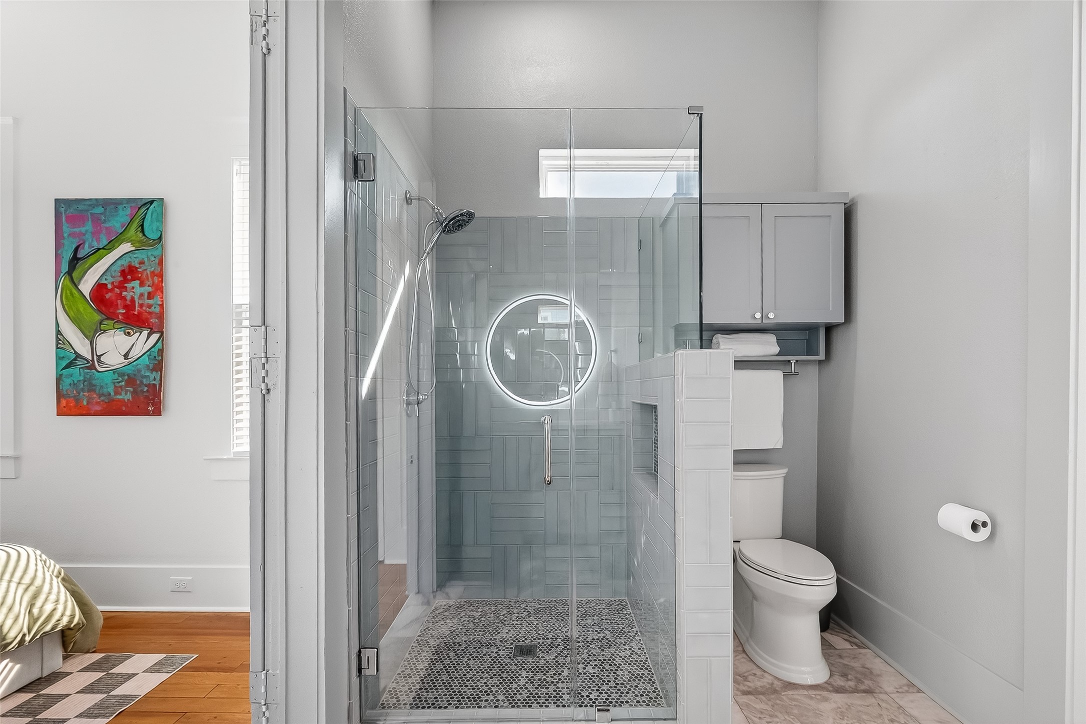 Marble floors, new shower